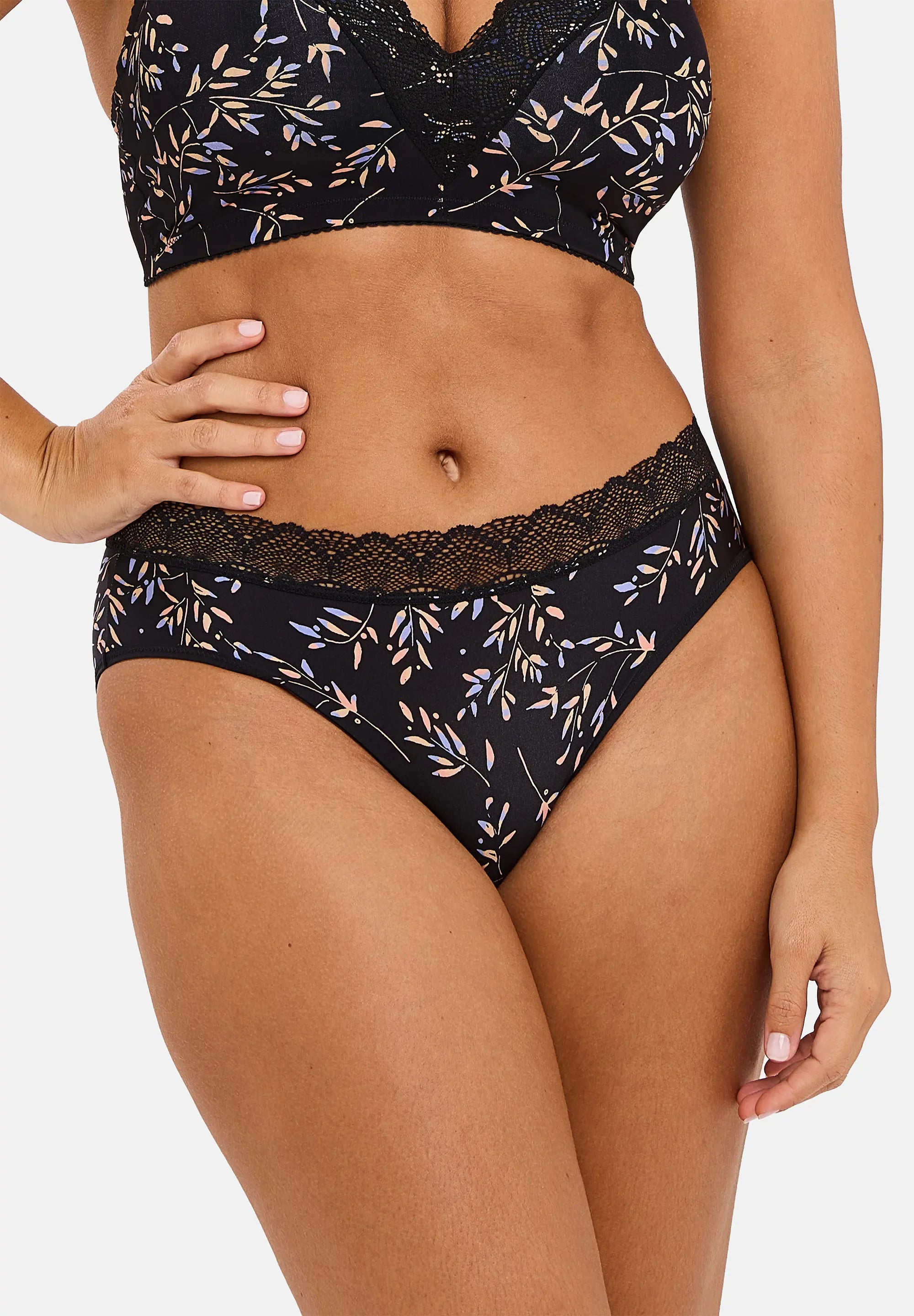 Slip Coline Imprimé Feuilles Foncées