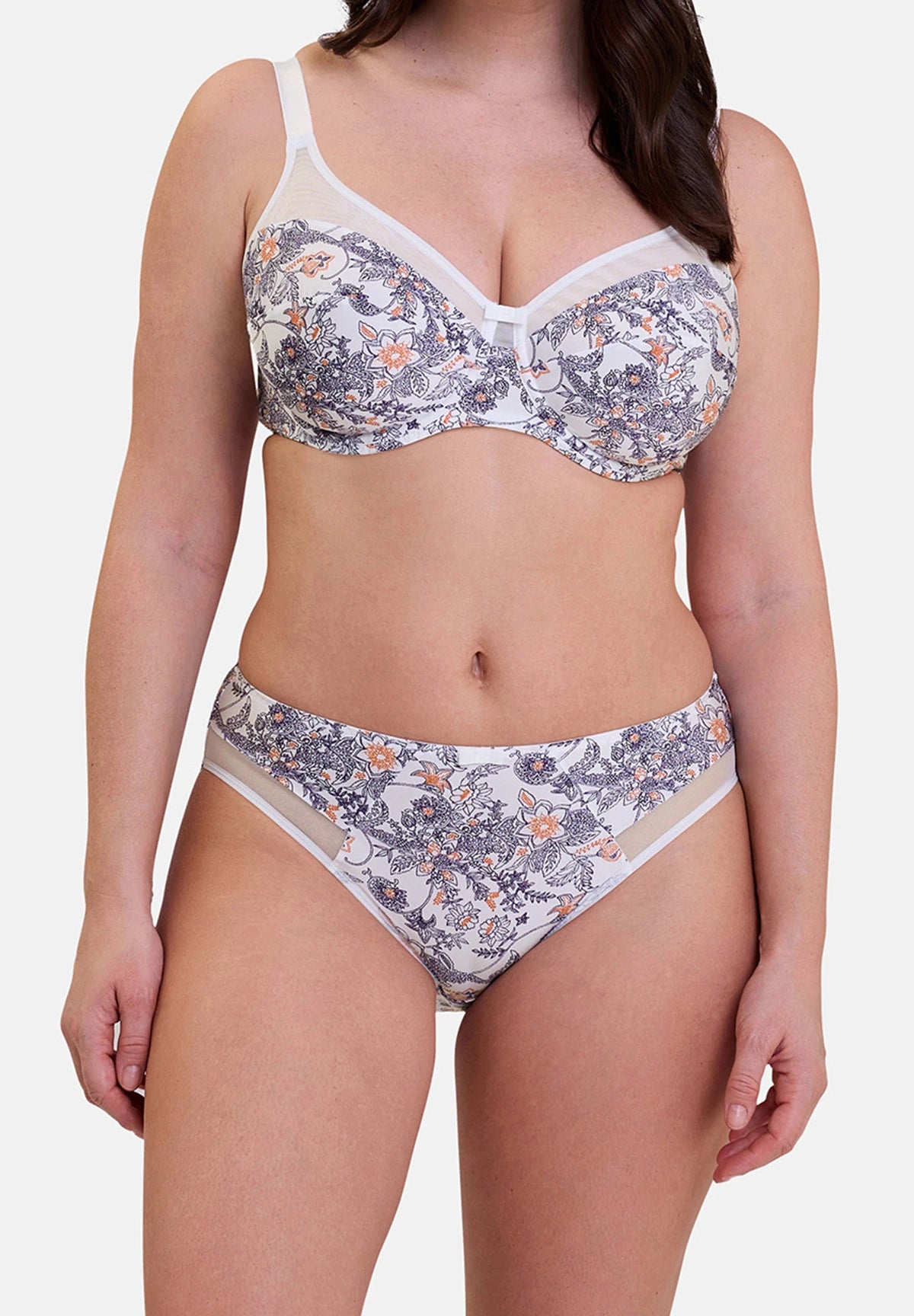 Reggiseno con coppe avvolgenti Complice con stampa Paisley Mora e Mandarino – vista frontale