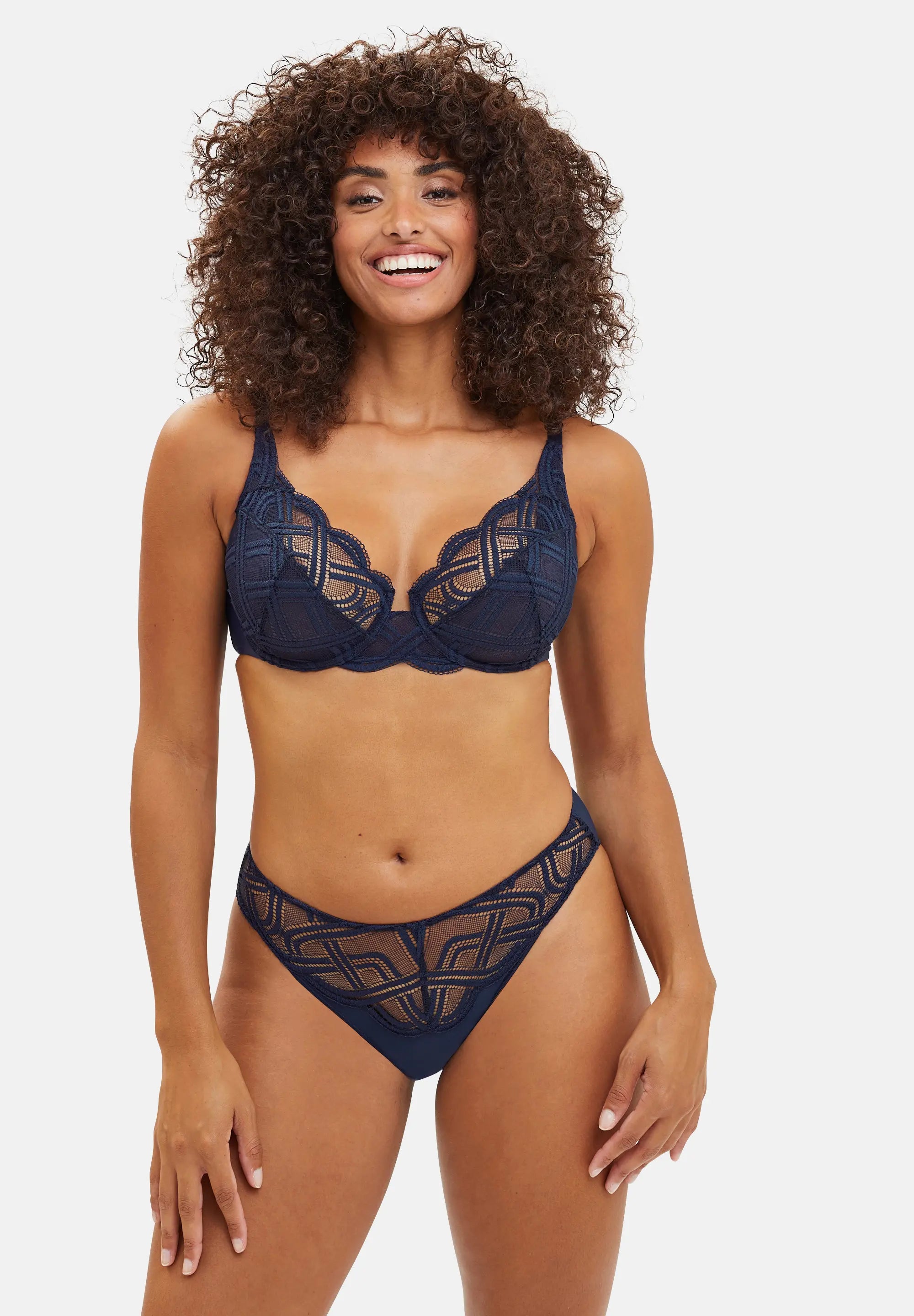 Ensemble soutien-gorge et slip avec broderie - bleu
