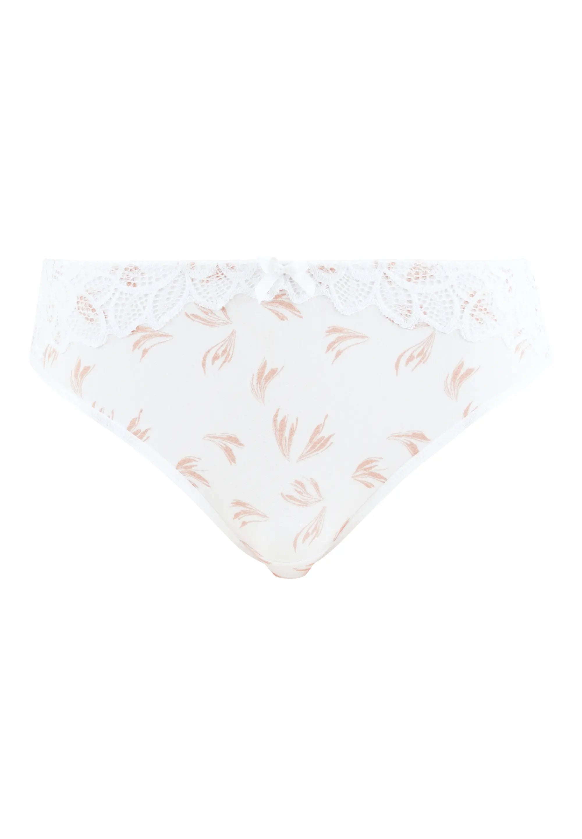 Slip Flora bedruckt mit Herbstfedermuster in Weiß