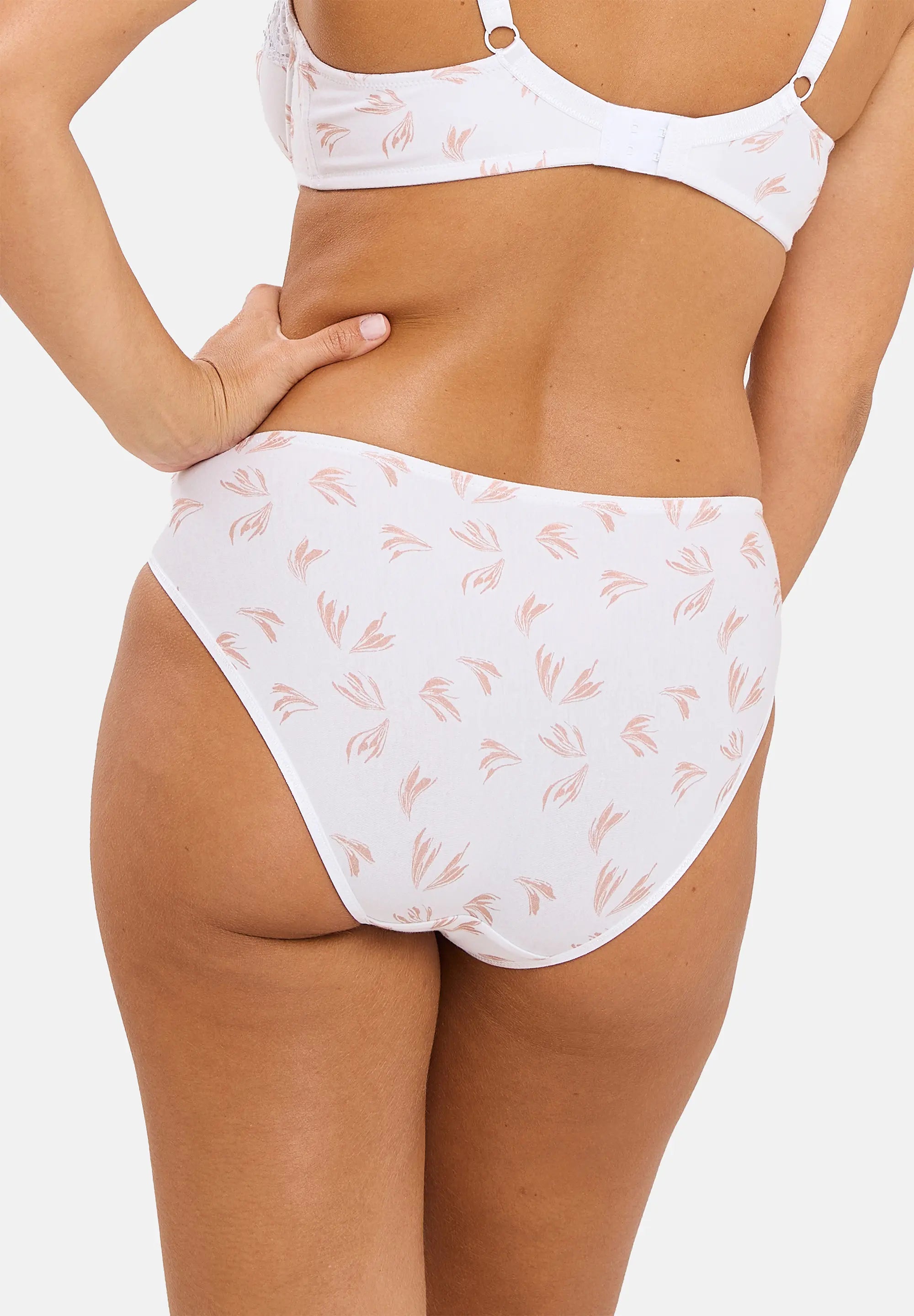 Slip Flora bedruckt mit Herbstfedermuster in Weiß