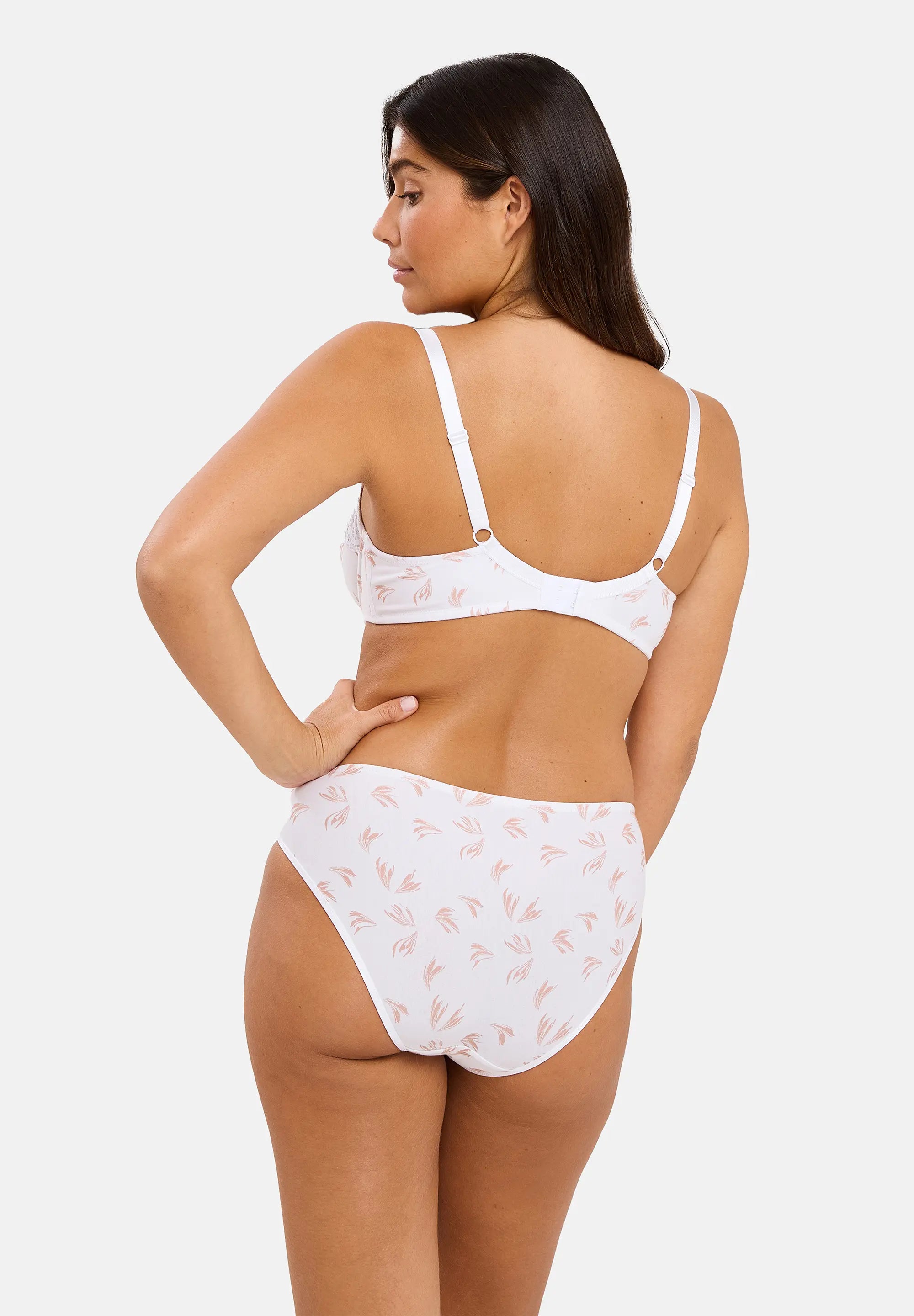 Slip Flora bedruckt mit Herbstfedermuster in Weiß