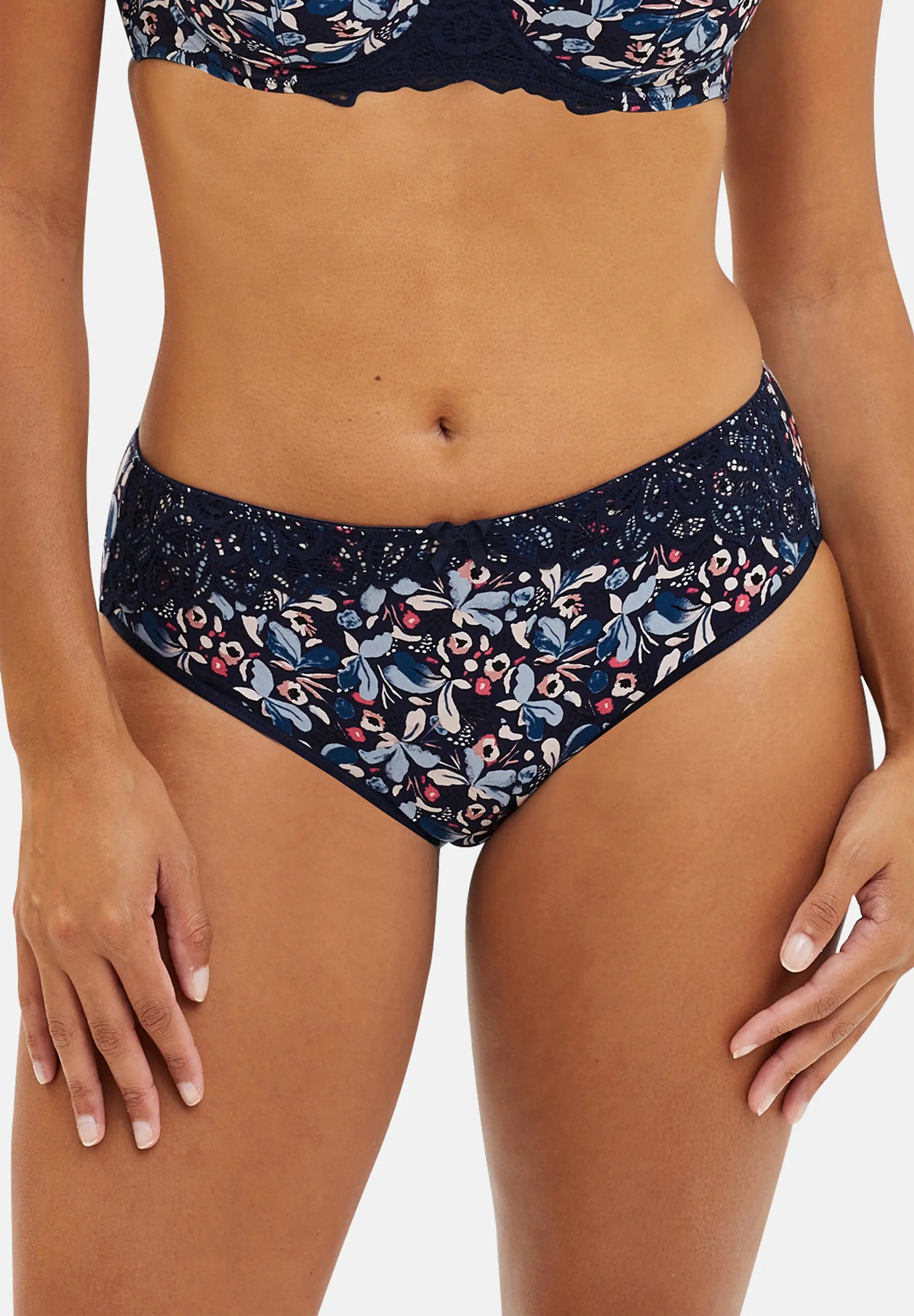 Slip mit Blumenprint in Flora Blau und Hellrosa