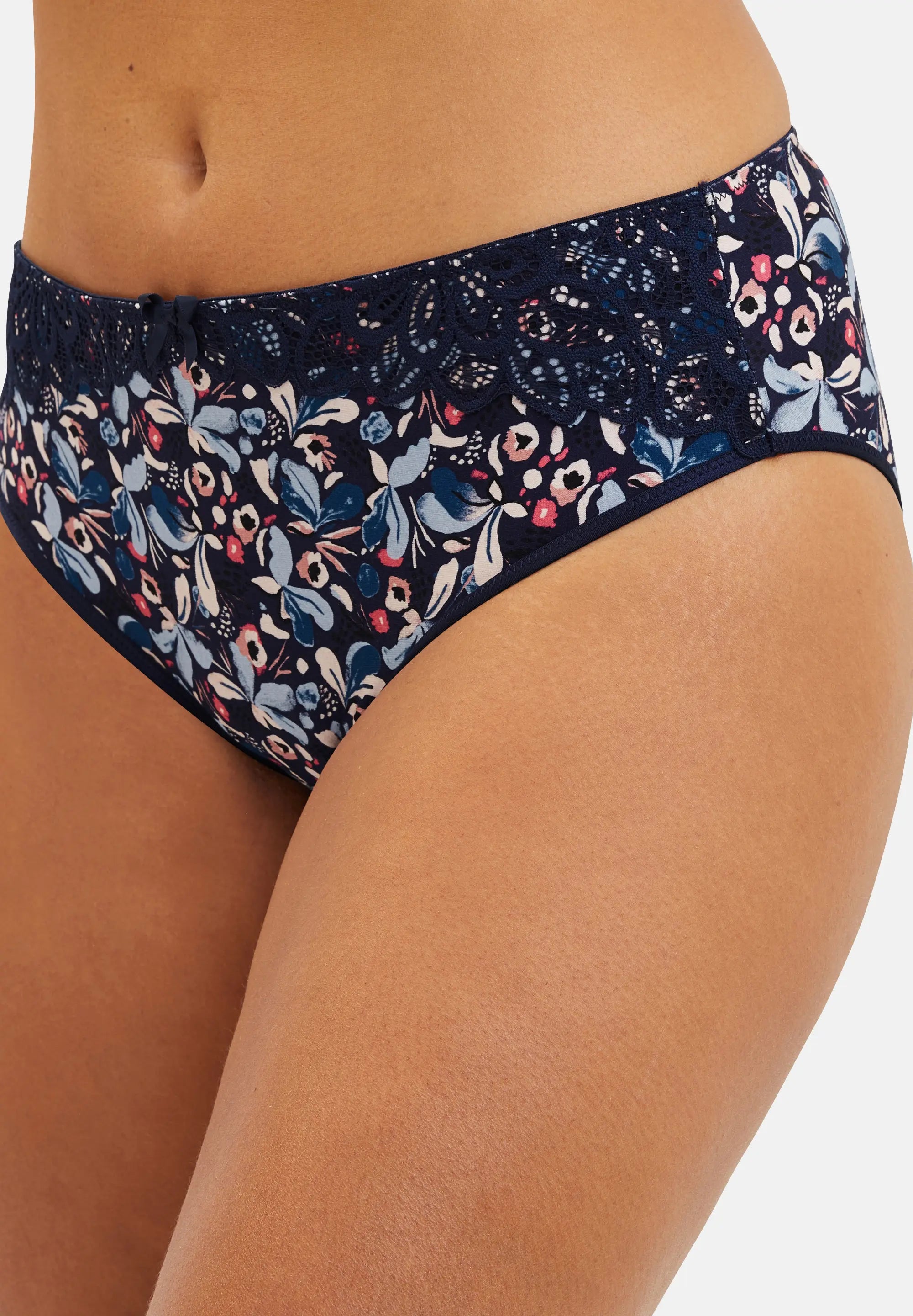 Slip mit Blumenprint in Flora Blau und Hellrosa