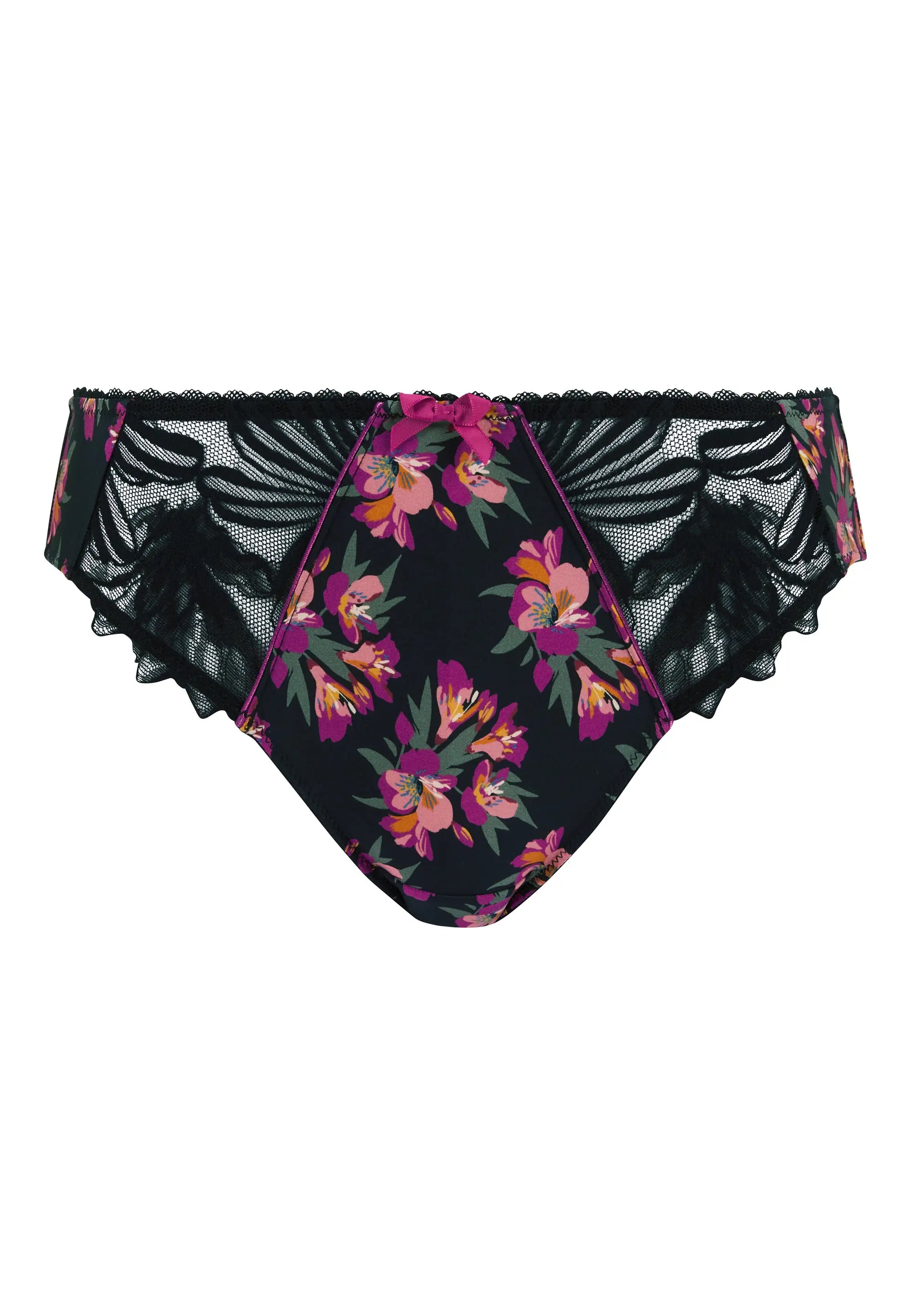 Slip Oriane Stampa Floreale Nero & Rosa