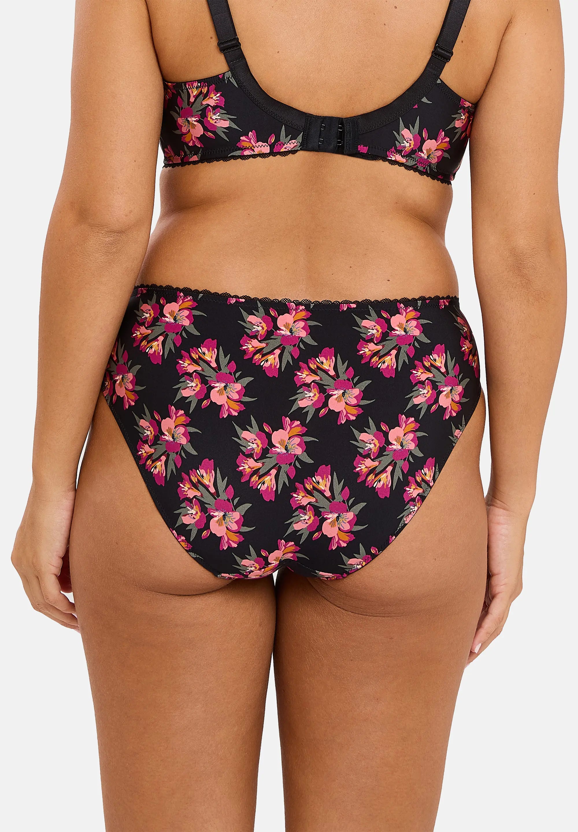 Slip Oriane Stampa Floreale Nero & Rosa