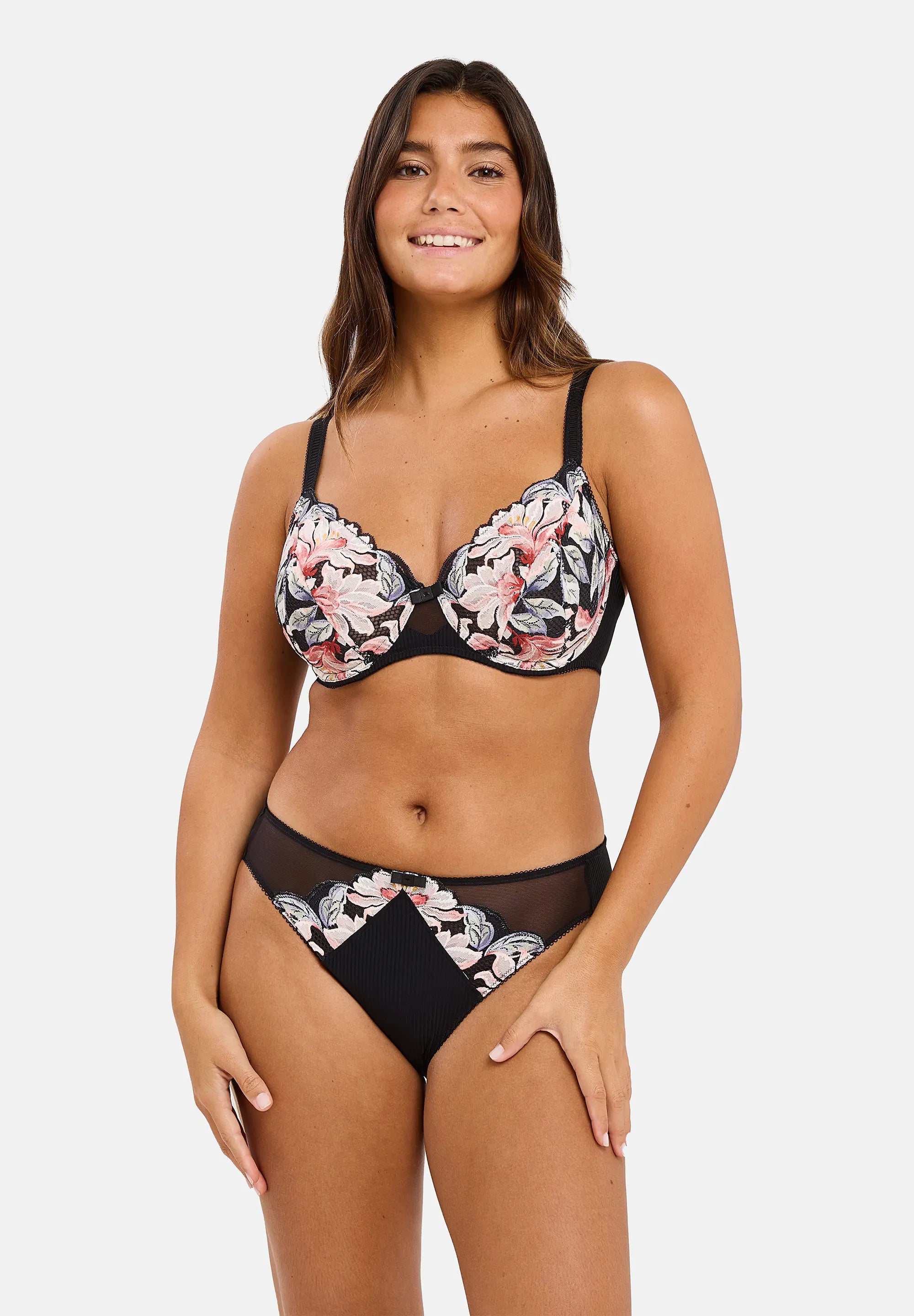 Braguita clásica Rosa Fantasía Acuarela Floral Negro