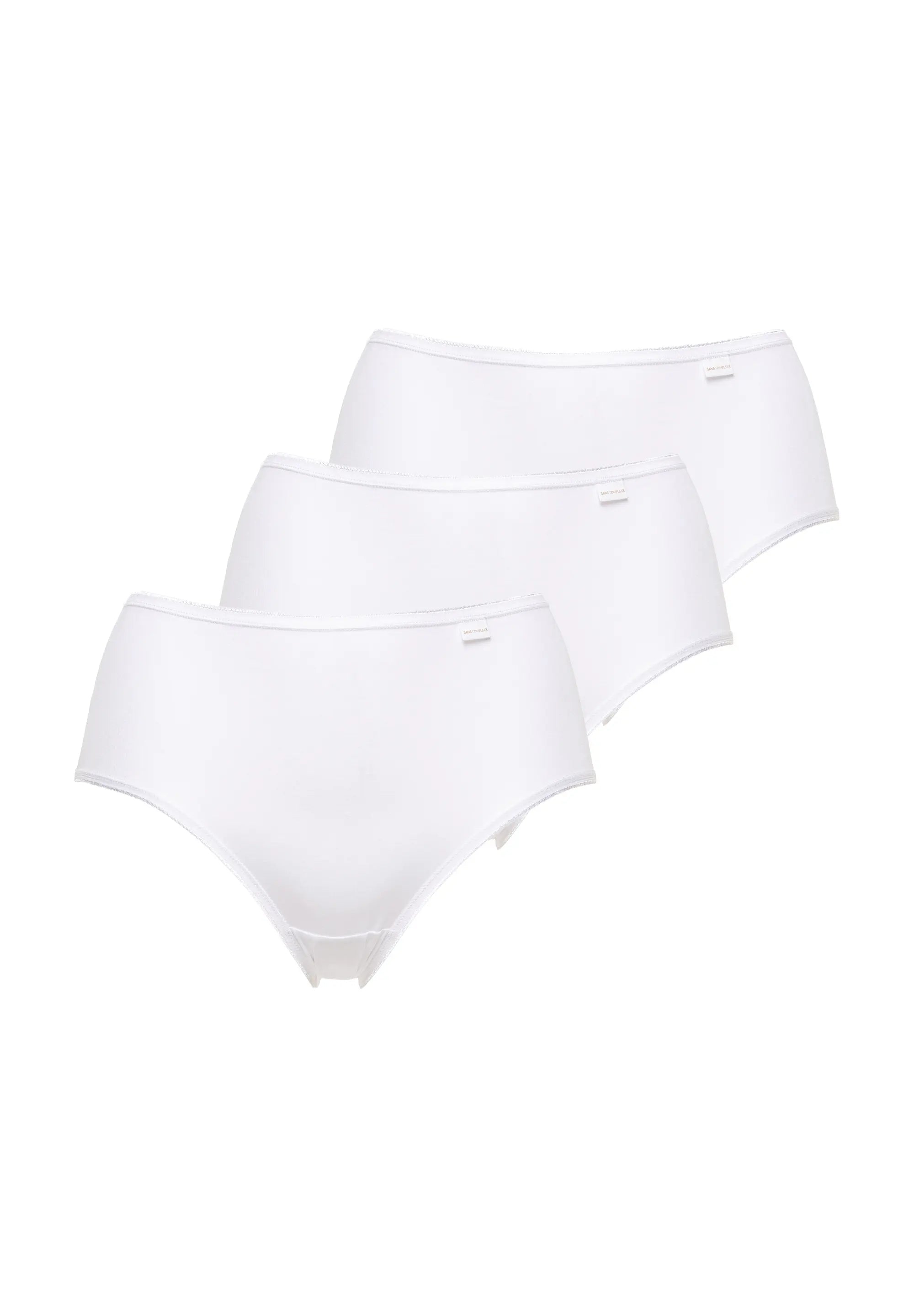 Packshot d'un lot de trois slips pour femme en coton - blanc