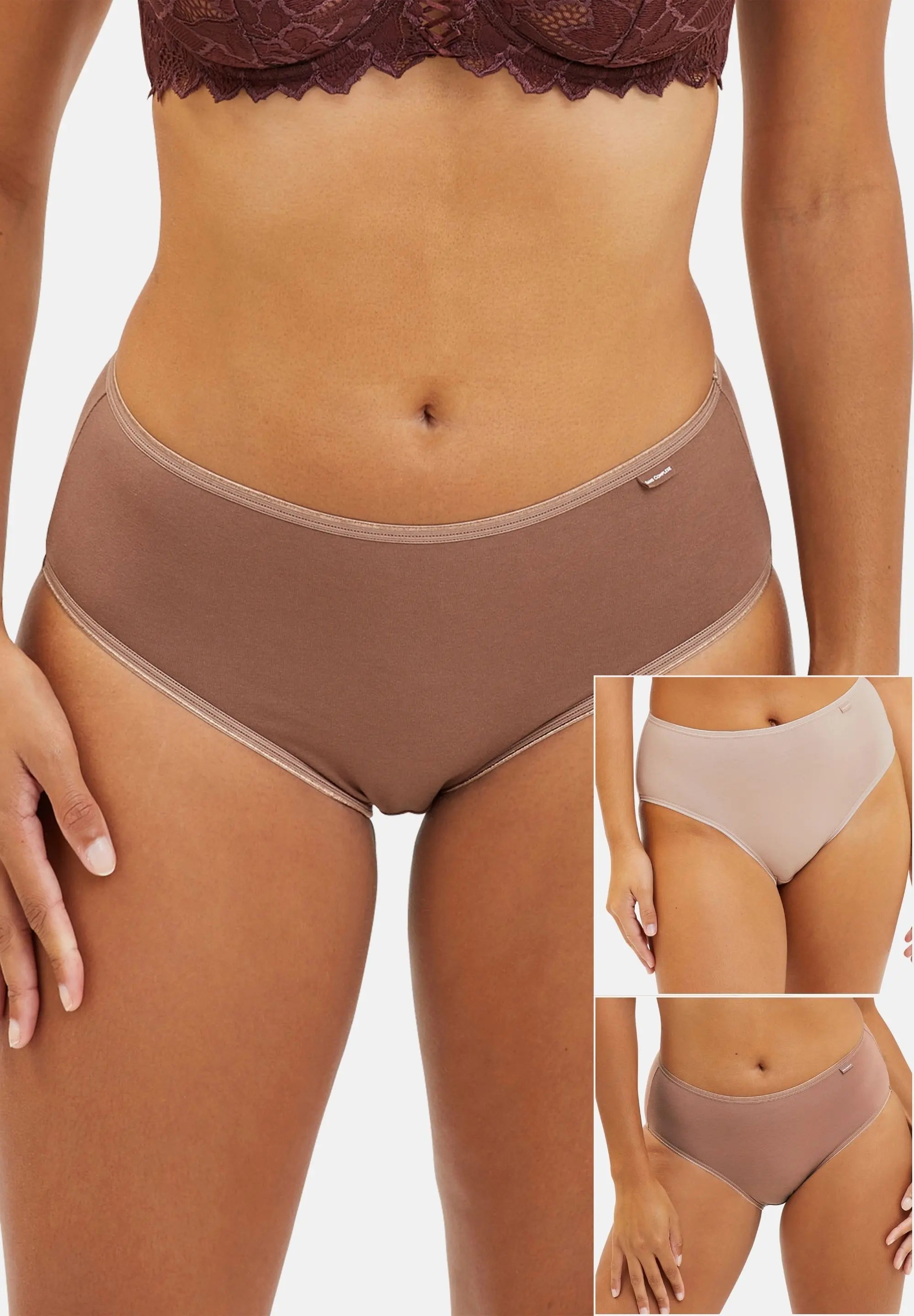 Pack of 3 - Briefs Simplement Coton Brown+Mocha+Blush Beige