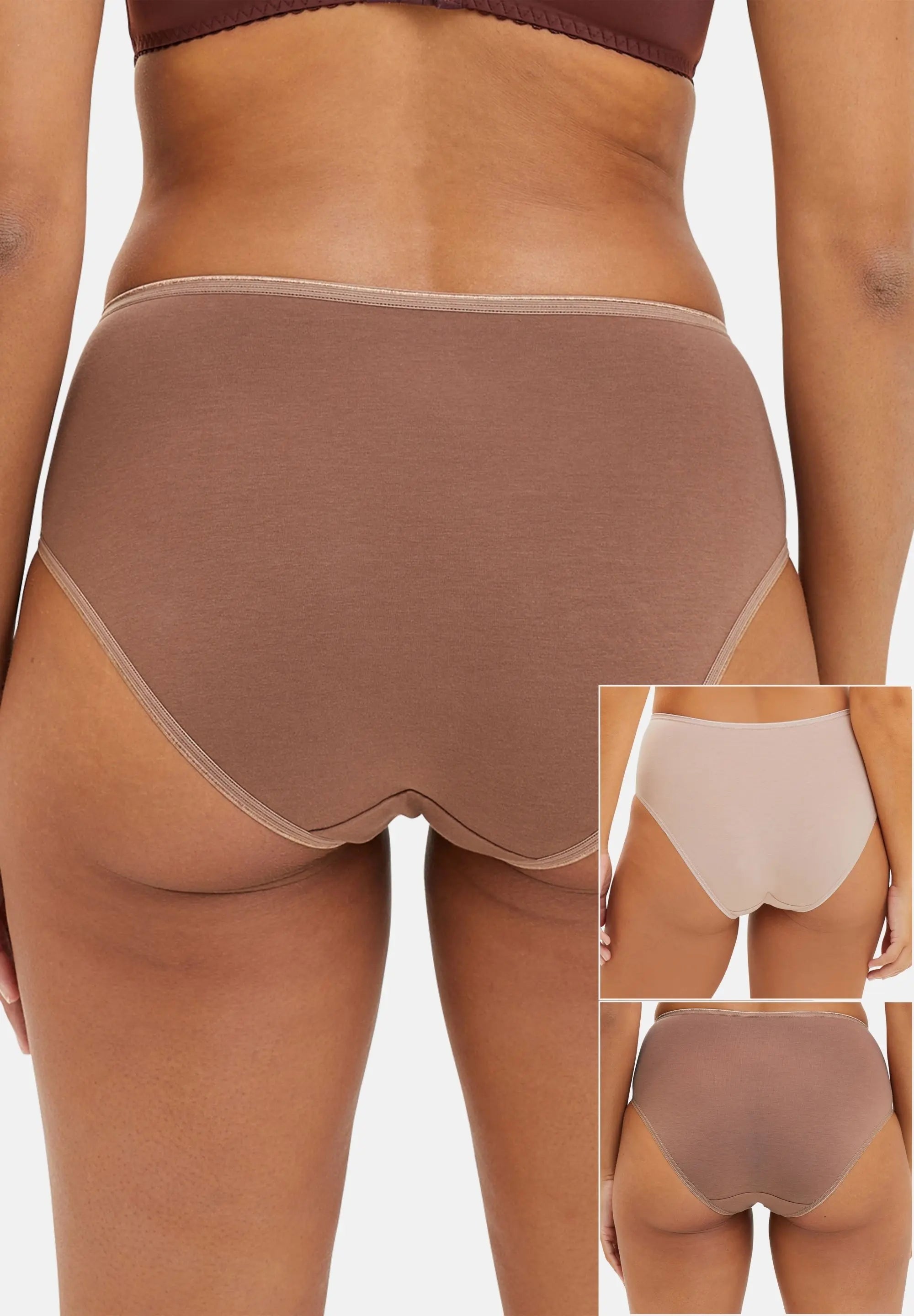 Set van 3 - Slip Simplement Coton Bruin+Mocha+Blush Beige