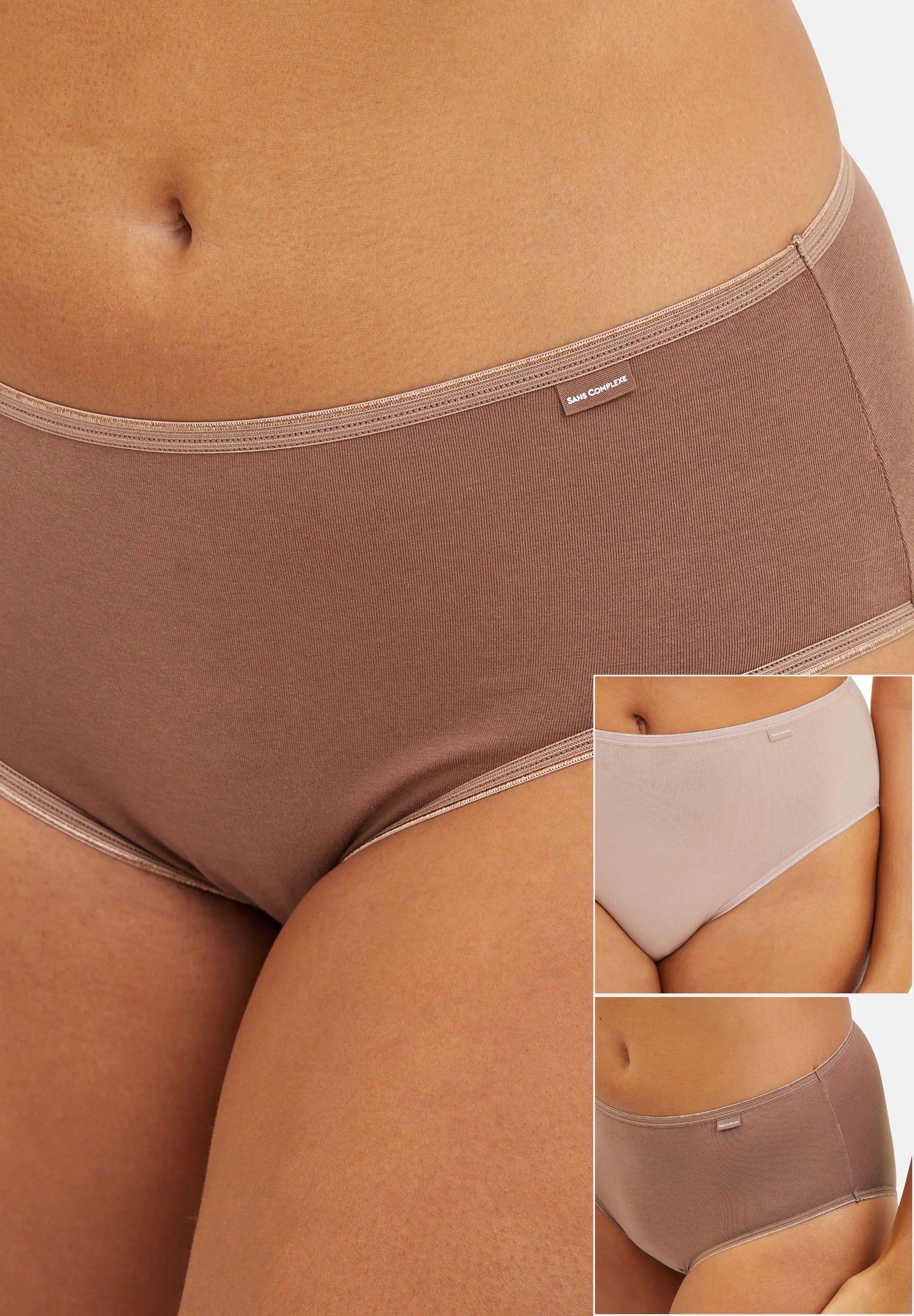 Set van 3 - Slip Simplement Coton Bruin+Mocha+Blush Beige