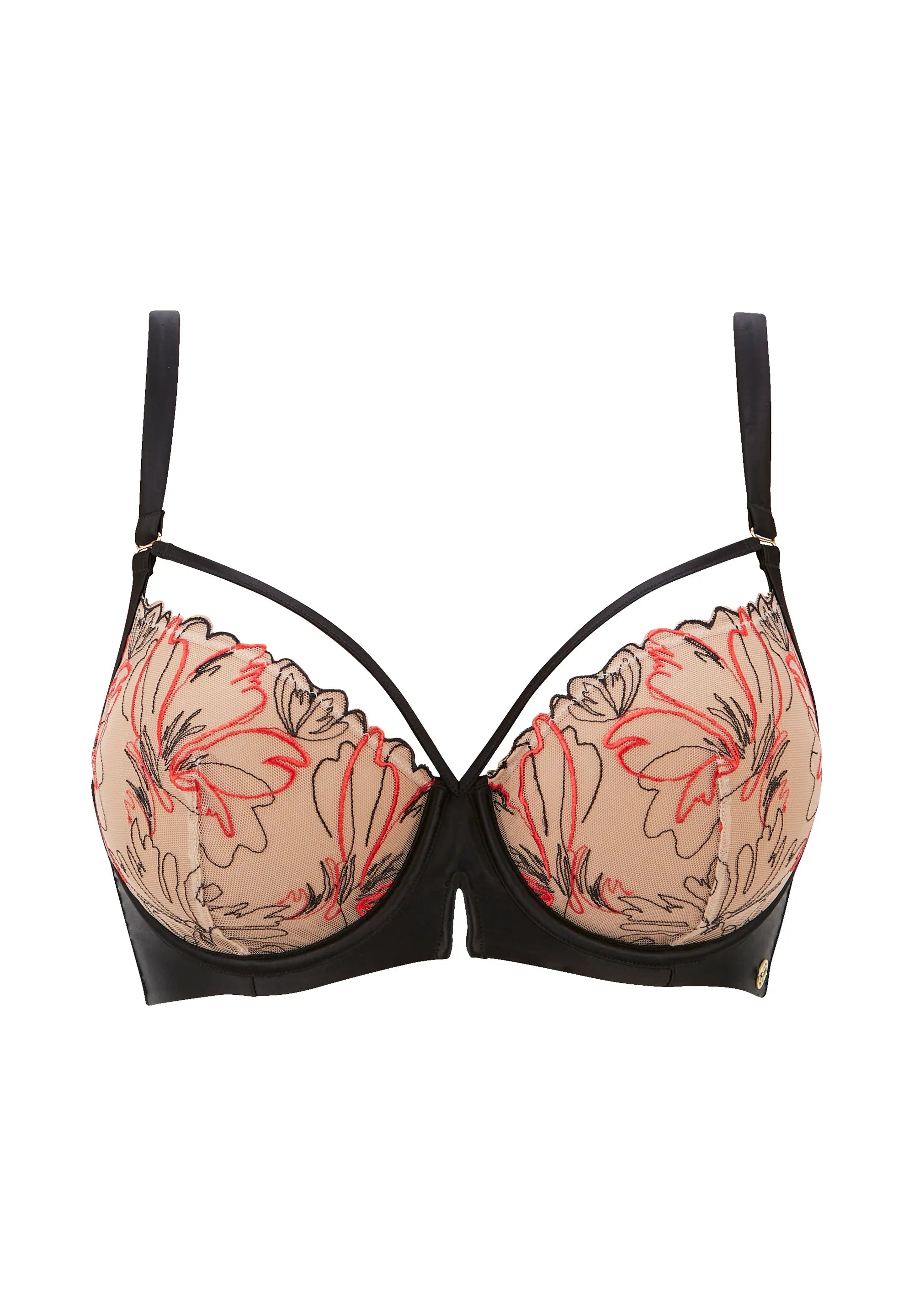 Soutien-gorge corbeille Alberta Noir & Rouge Poppy