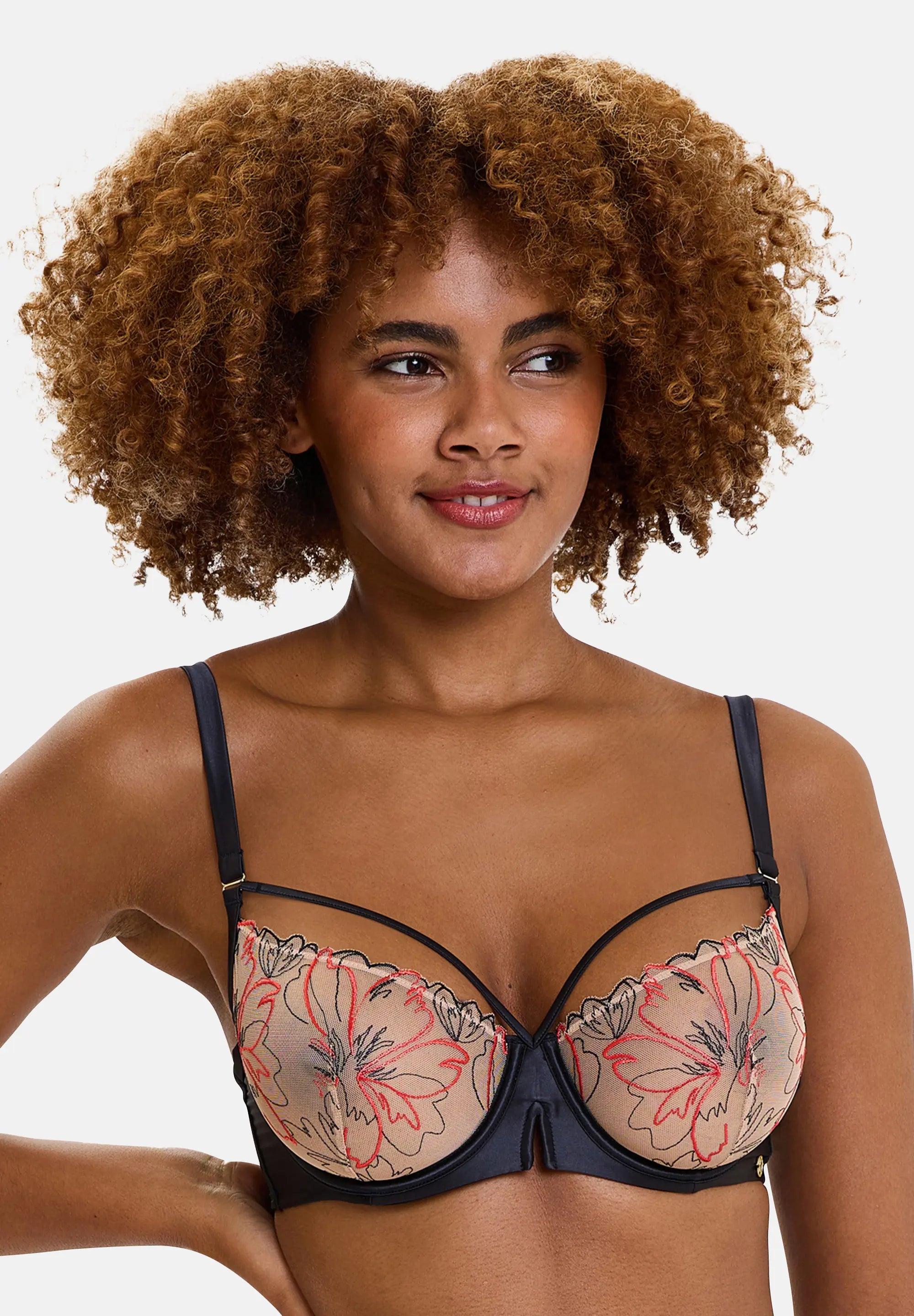 Soutien-gorge corbeille Alberta Noir & Rouge Poppy