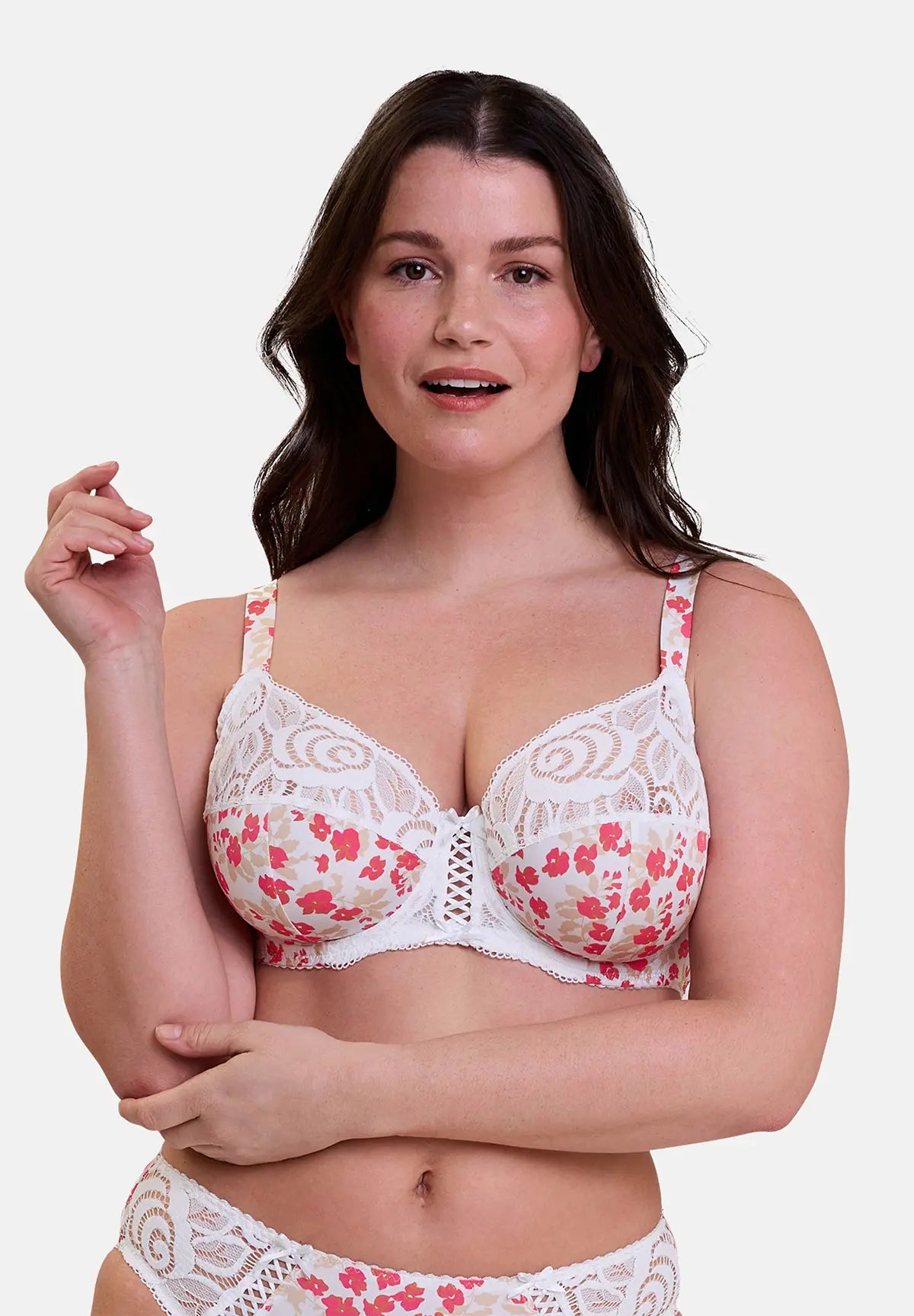 Full Cup Bra Amélie Print White and Red Floral Print