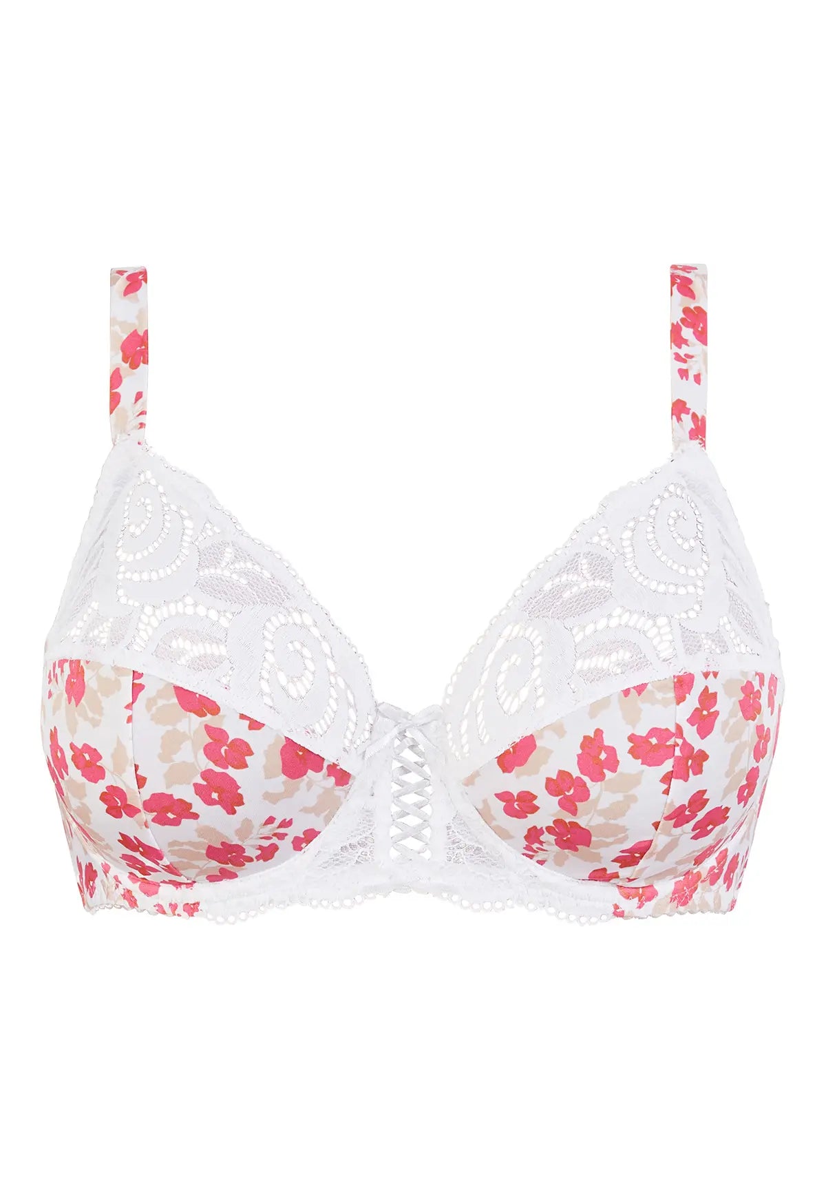 Bügel-BH Amélie Print mit Blumenmuster Weiß und Rot