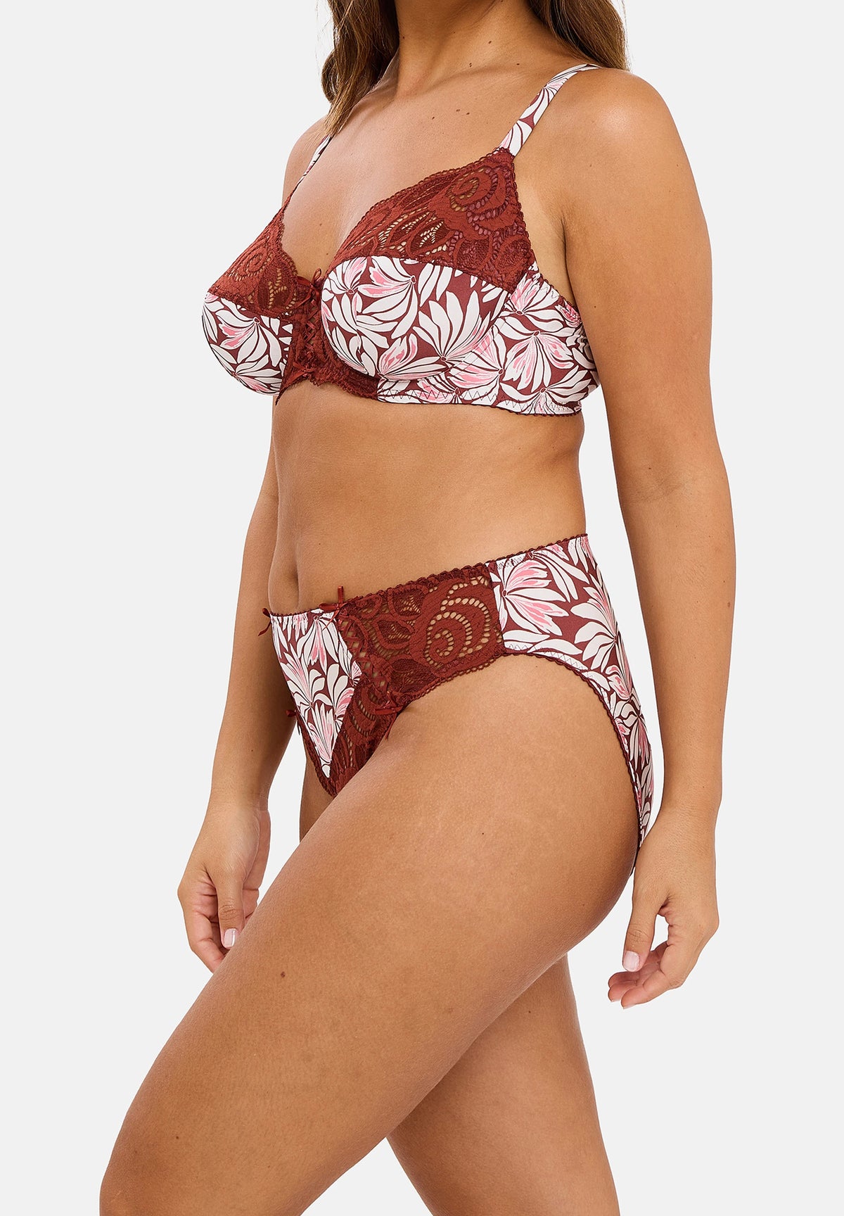 Soutien-gorge emboîtant Amélie Print Imprimé Floral Rouge Cabernet – vue de profil