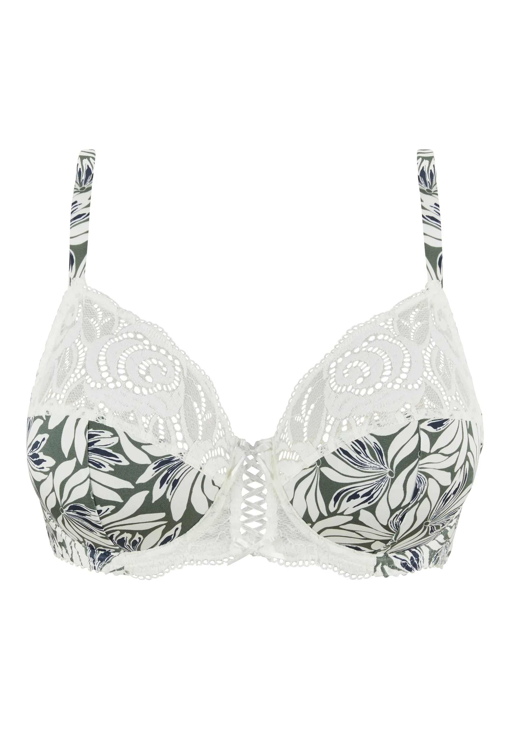 Sujetador con aros Amélie Estampado Floral Verde Tomillo