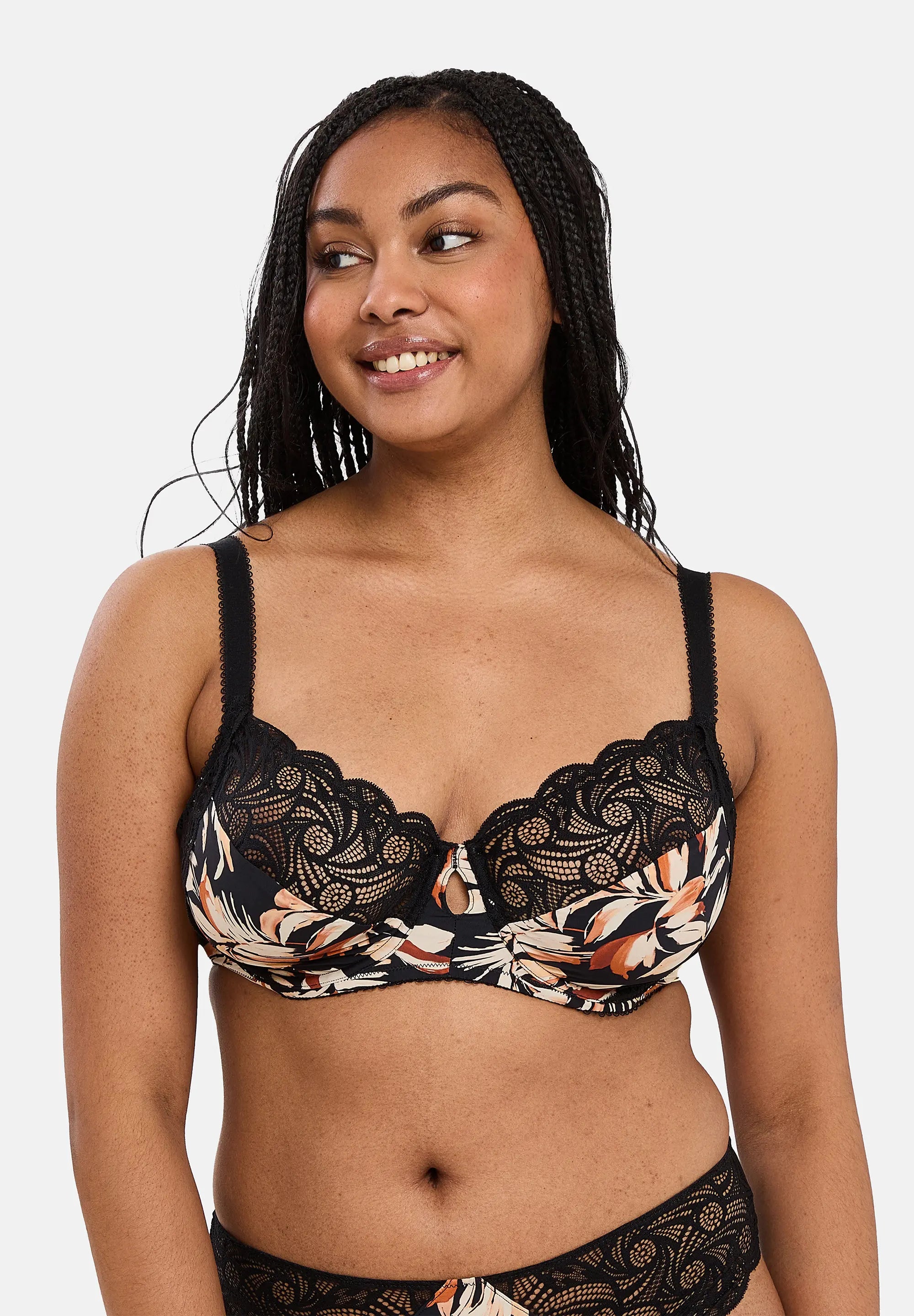 Volle cup BH Ariane Fantaisy met bladprint & zwart