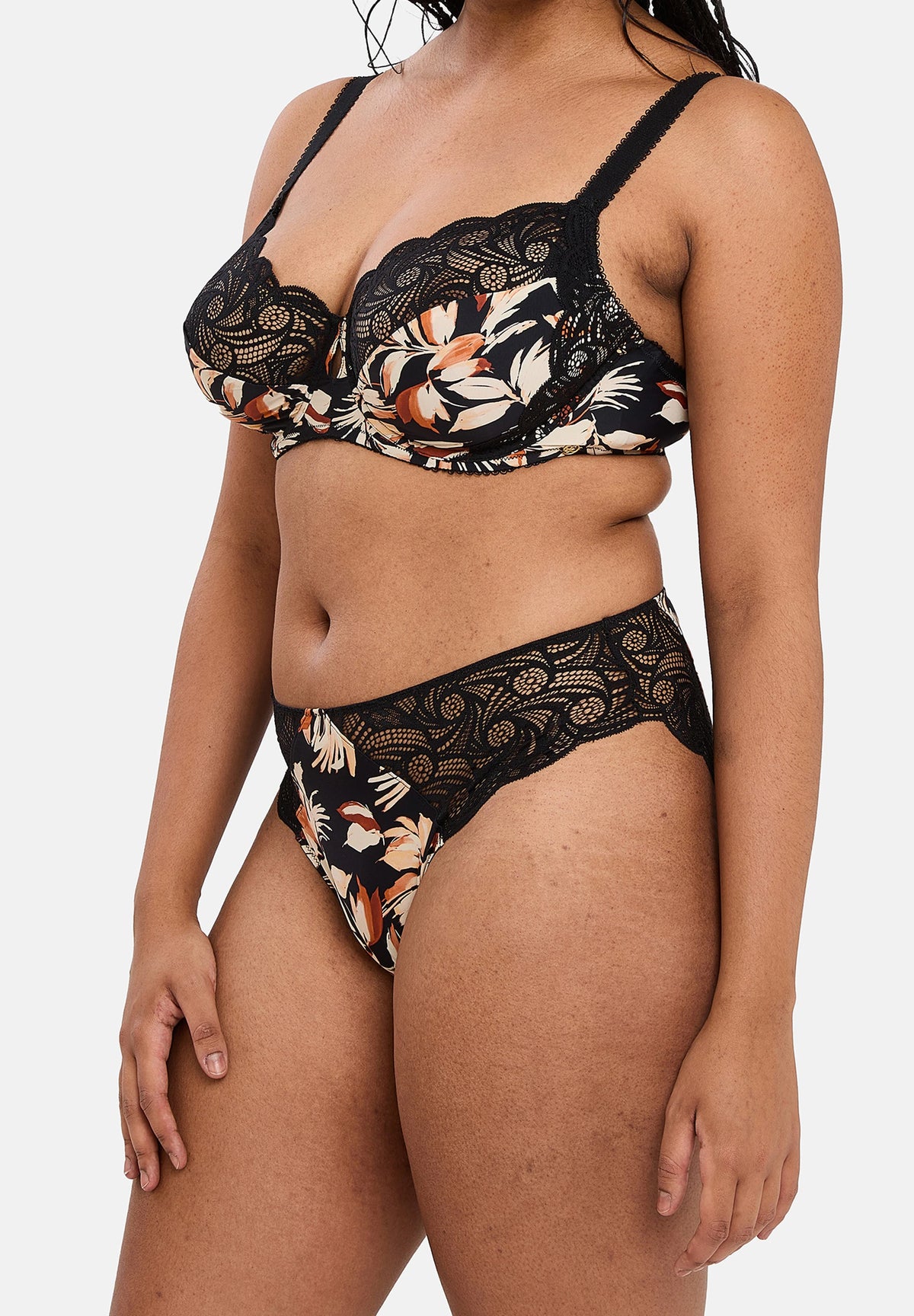 Soutien-gorge emboîtant Ariane Fantaisy Imprimé Feuilles & Noir – vue de profil