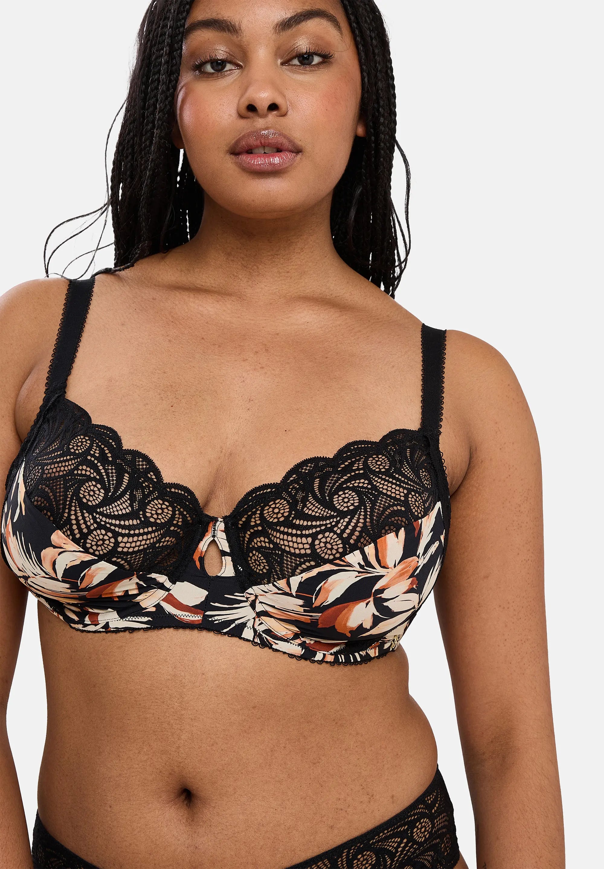 Volle cup BH Ariane Fantaisy met bladprint & zwart