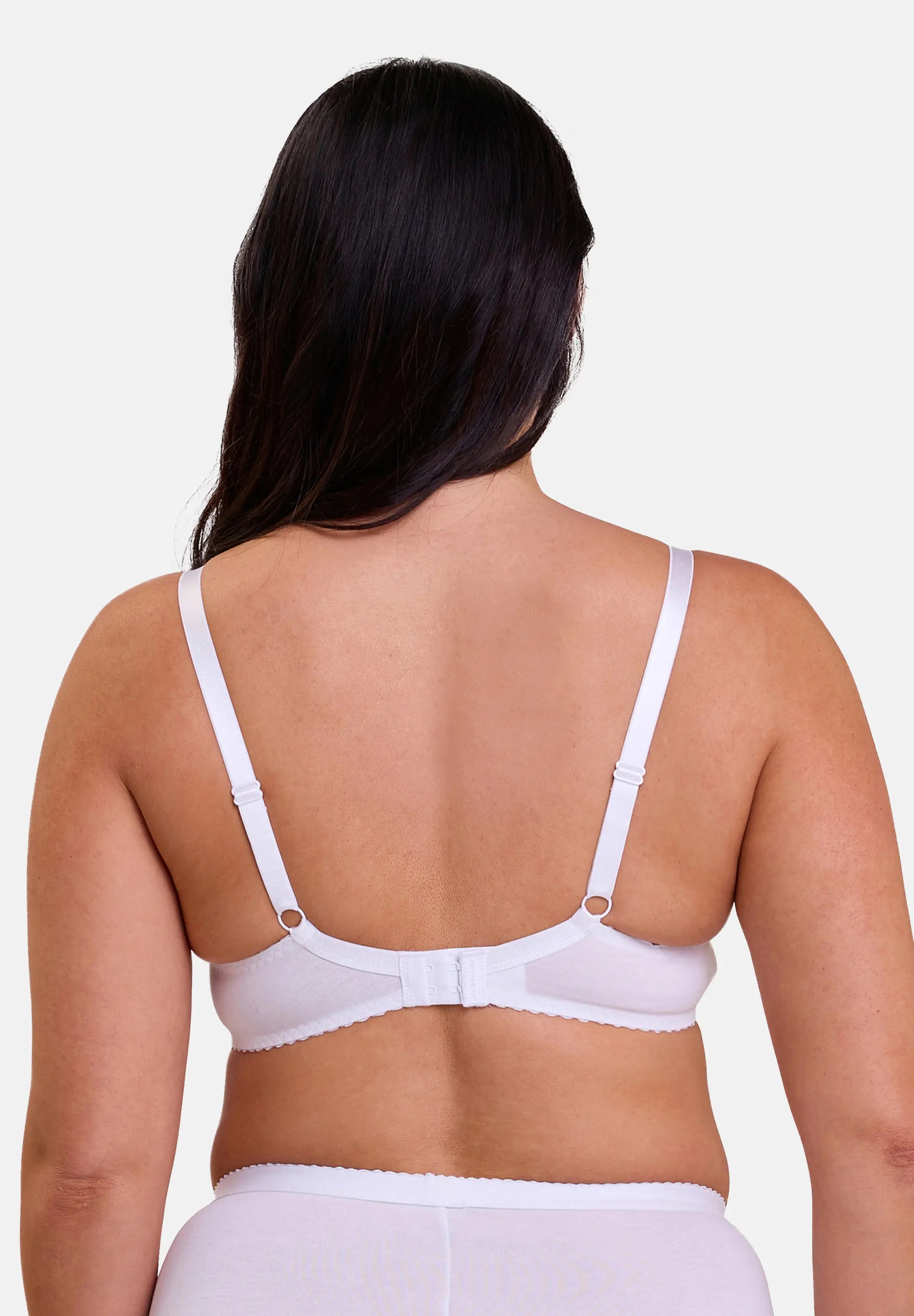 Soutien-gorge blanc en coton avec détail de dentelle - de dos