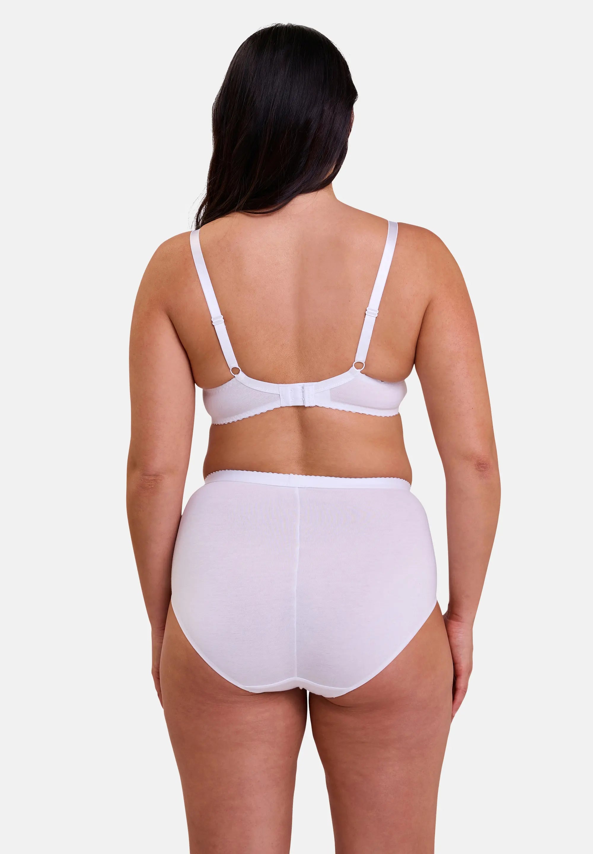 Ensemble blanc avec détail de dentelle : Soutien-gorge et culotte en coton - de dos