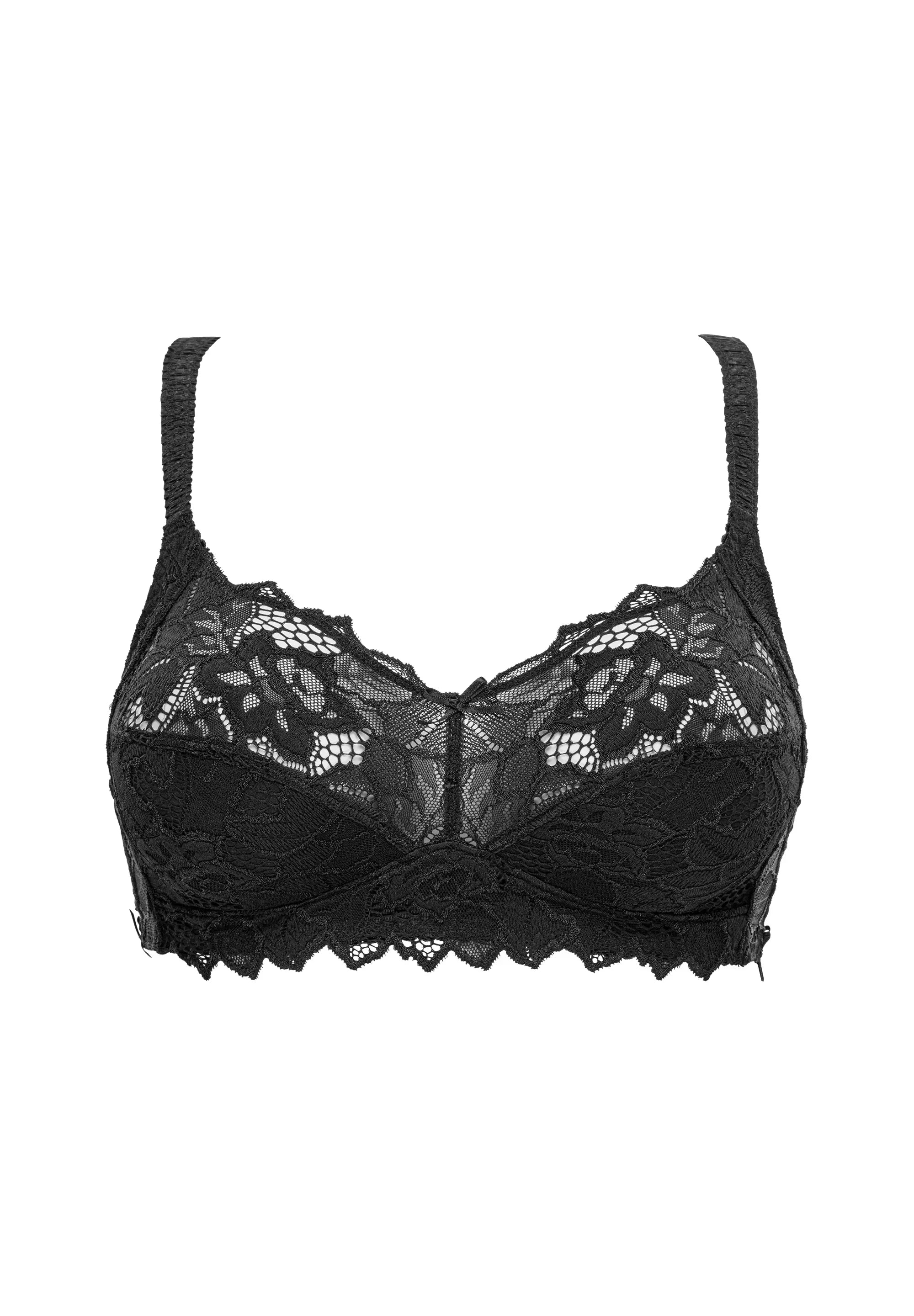 Packshot soutien-gorge noir à dentelle en coton
