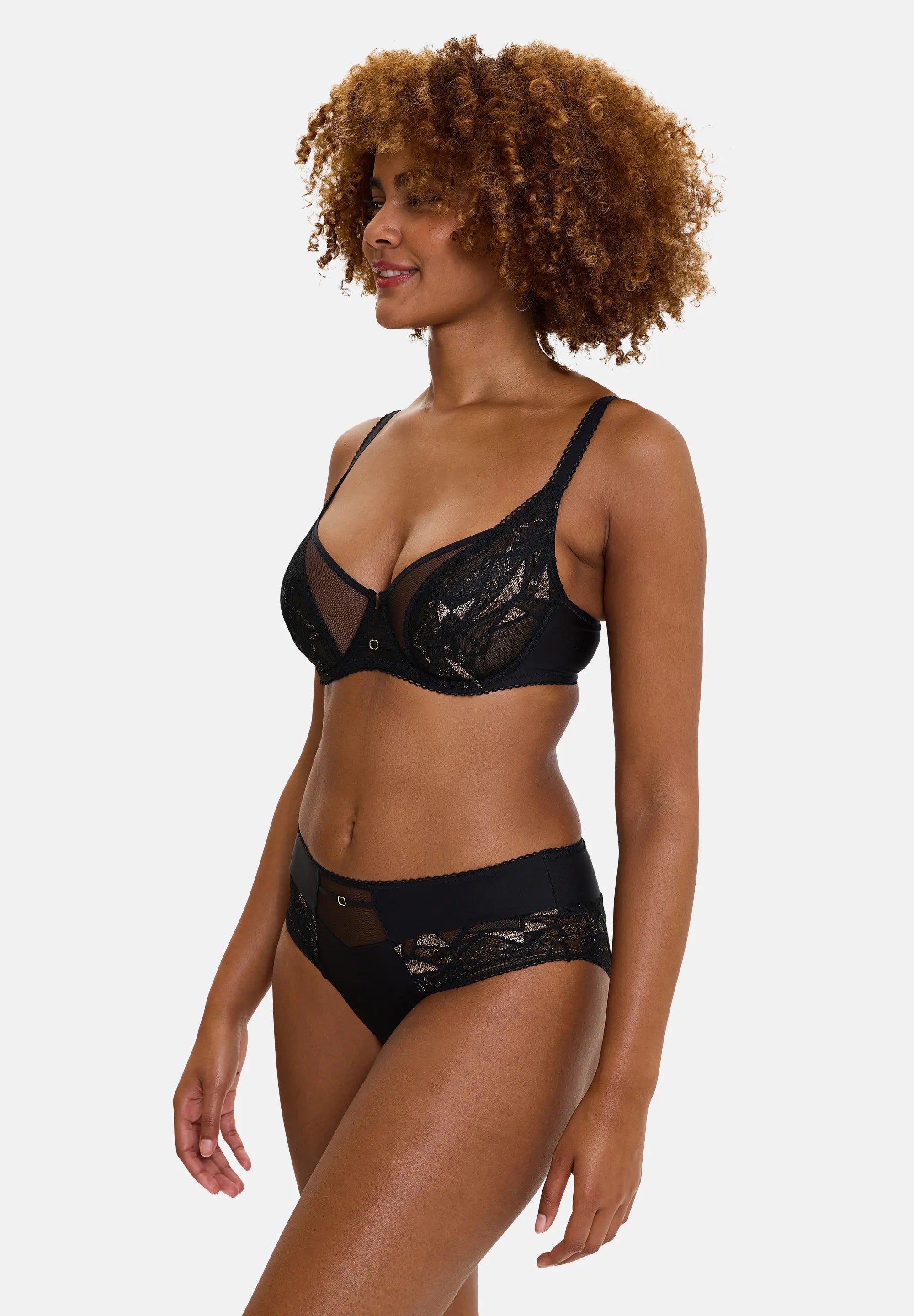 Reggiseno a mezza coppa Désiré Nero e Lurex Rame