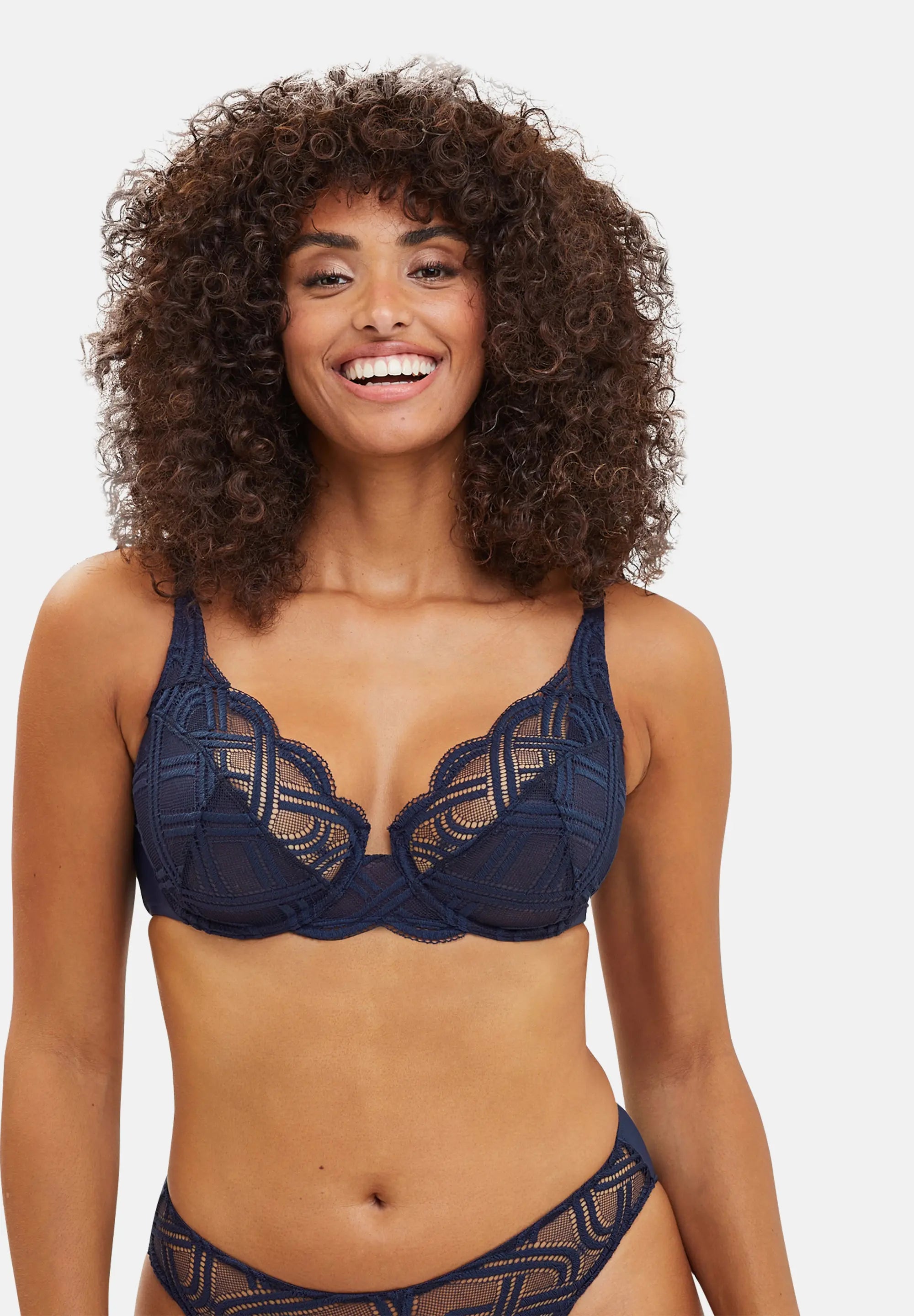 Soutien-gorge emboîtant avec broderie - bleu marine