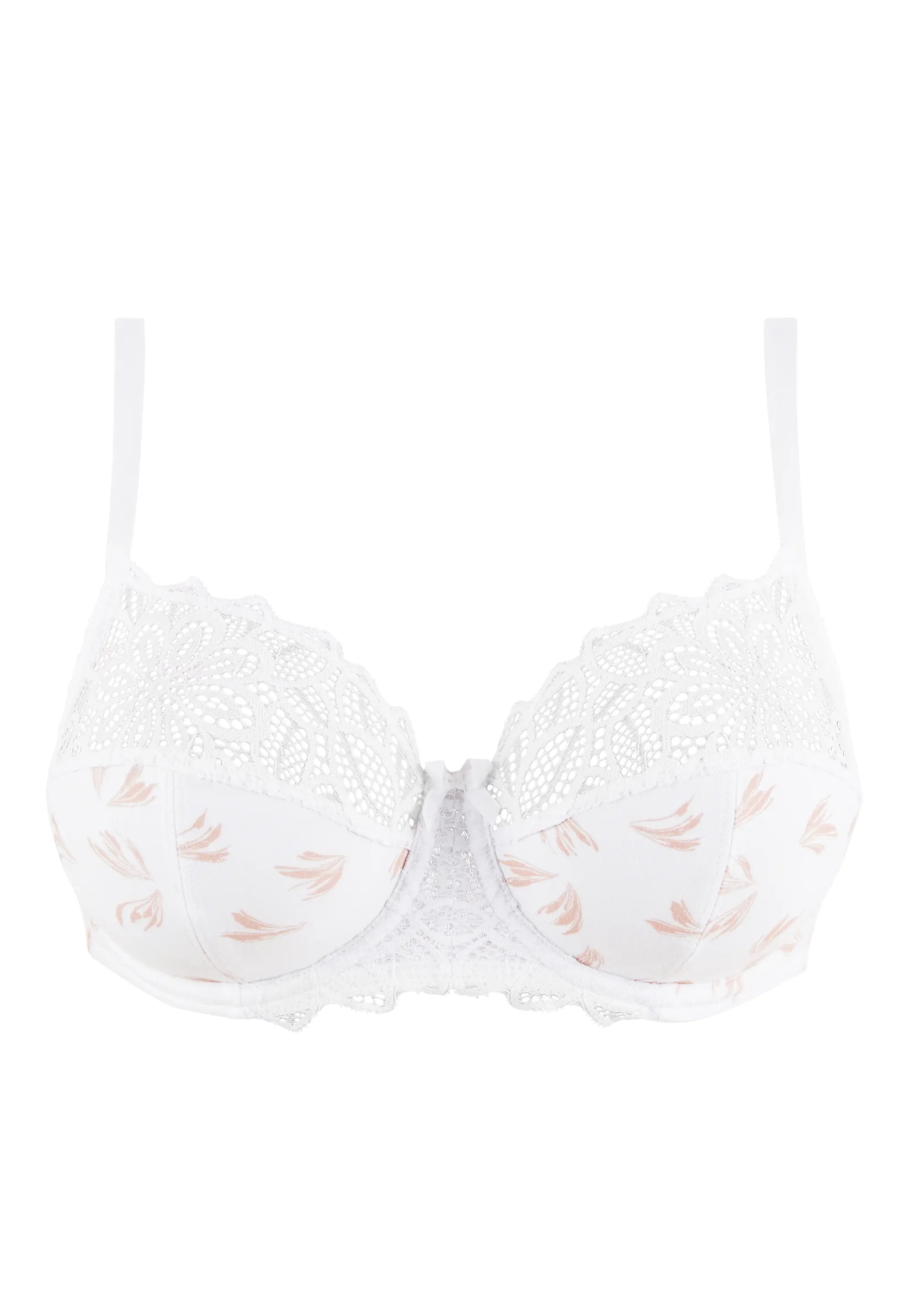 Full cup bra Flora Autumn Feather White Printed