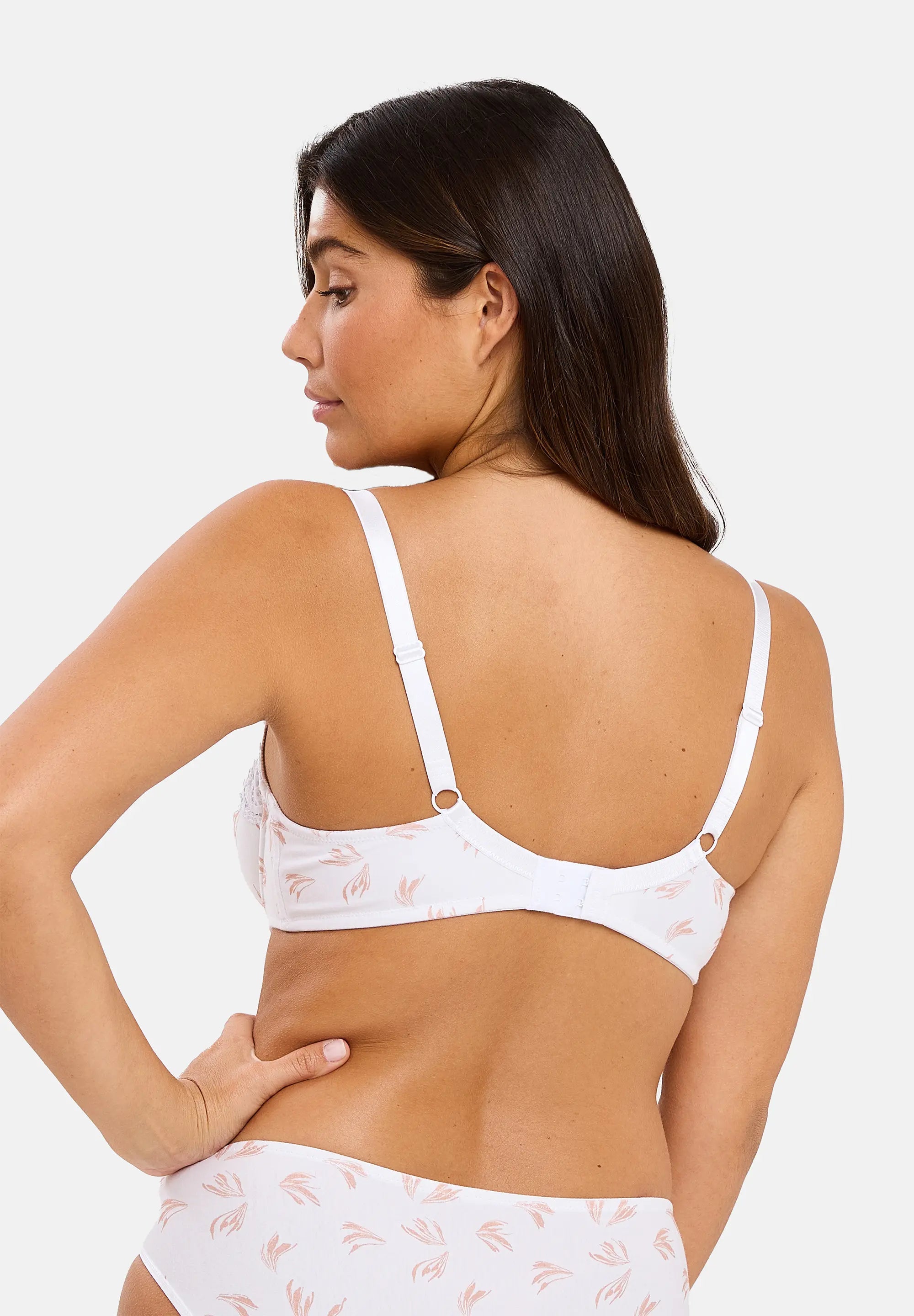 Full cup bra Flora Autumn Feather White Printed