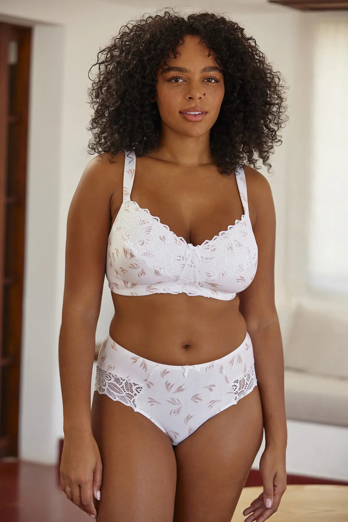 Soutien-gorge emboîtant sans armatures Flora Imprimé Plume D'automne Blanc