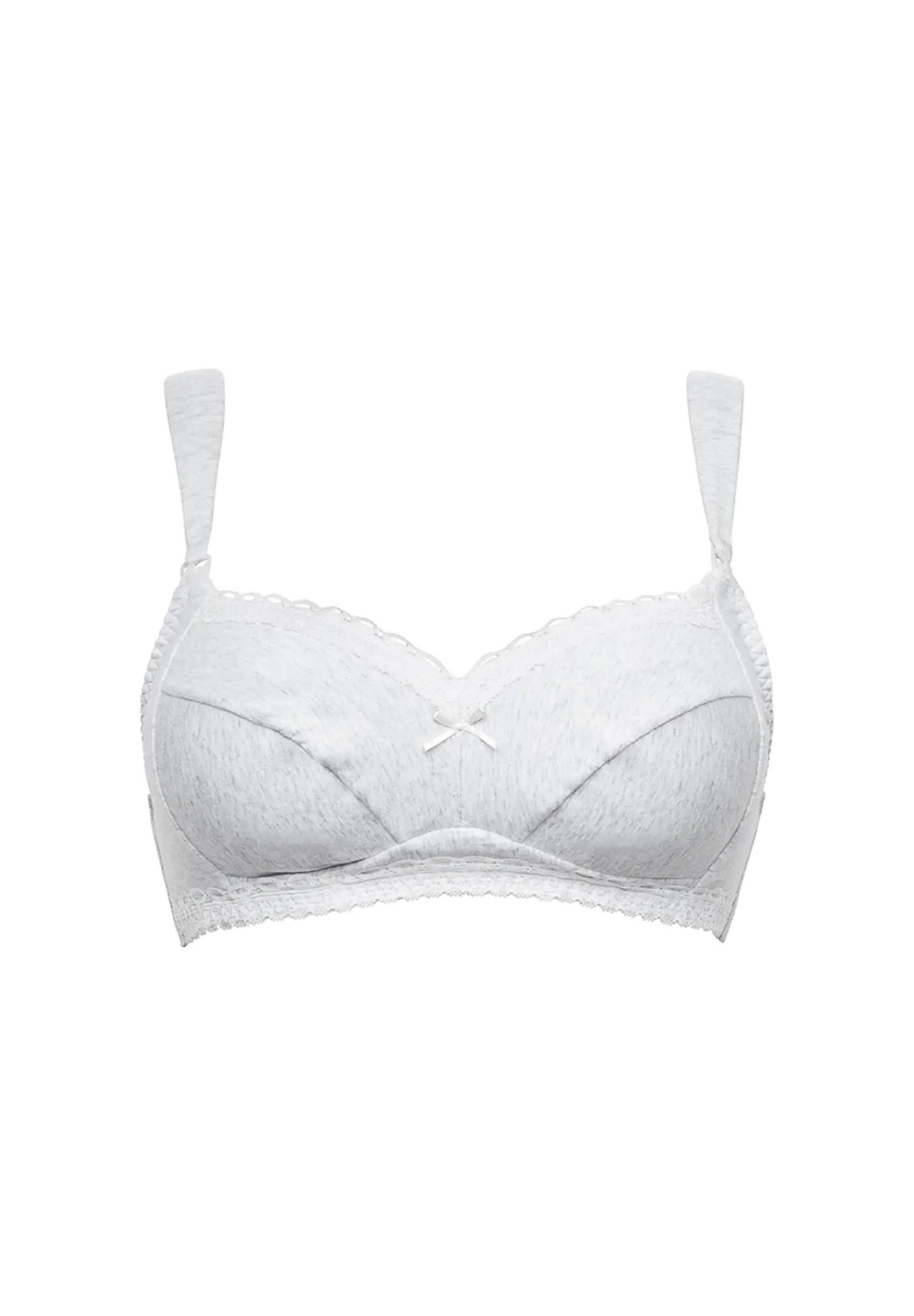 Packshot soutien-gorge d'allaitement - couleur grise - avec détails en dentelle