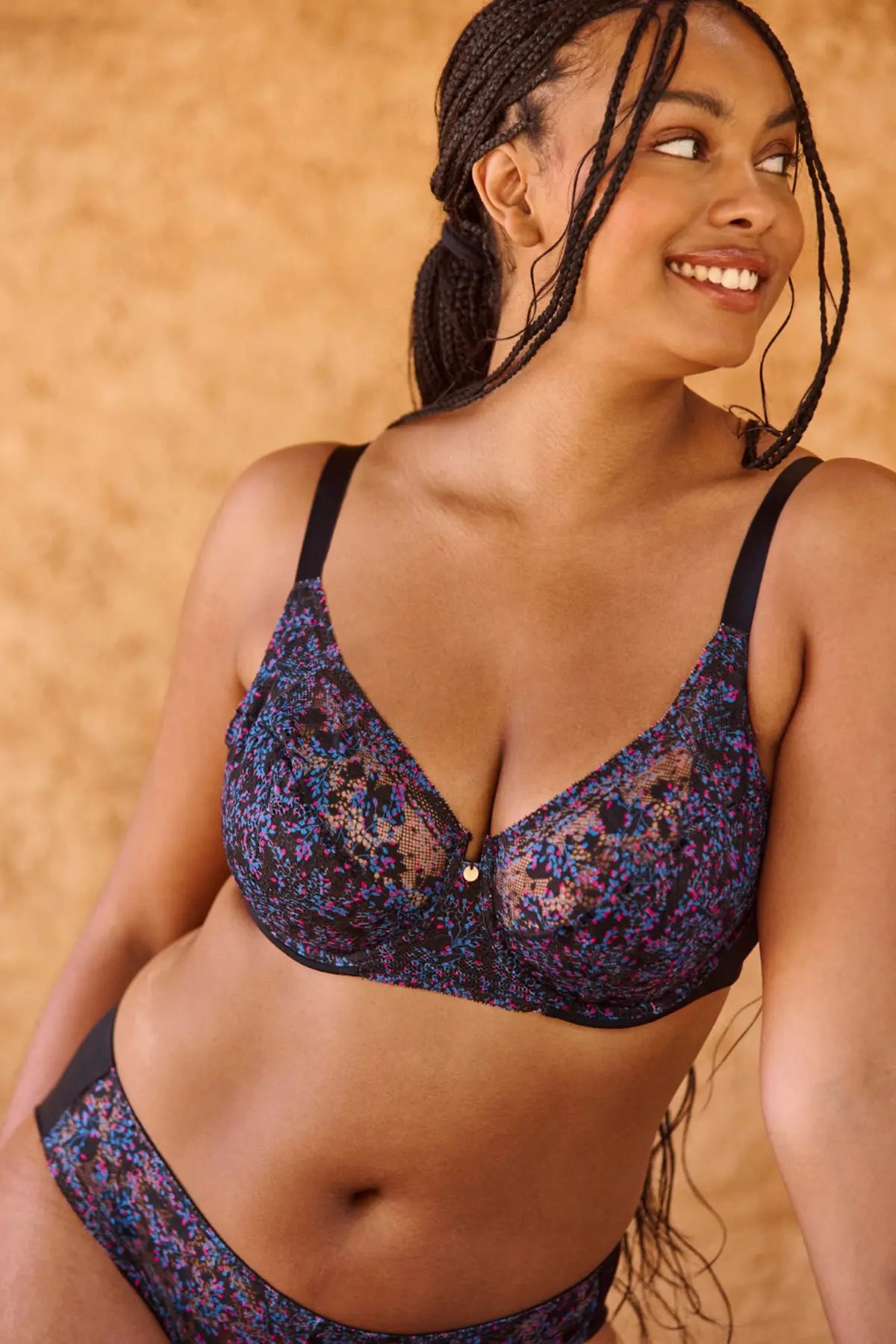 Full Cup Bra Suzie Fantaisie Small Flowers Print Pink And Blue