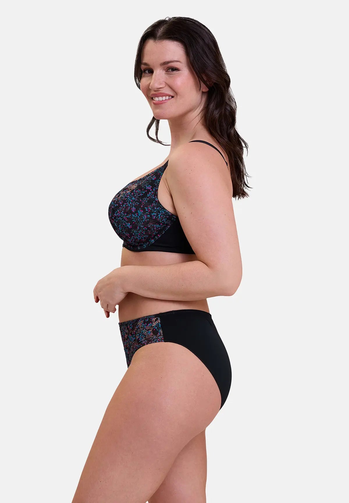 Full Cup Bra Suzie Fantaisie Small Flowers Print Pink And Blue