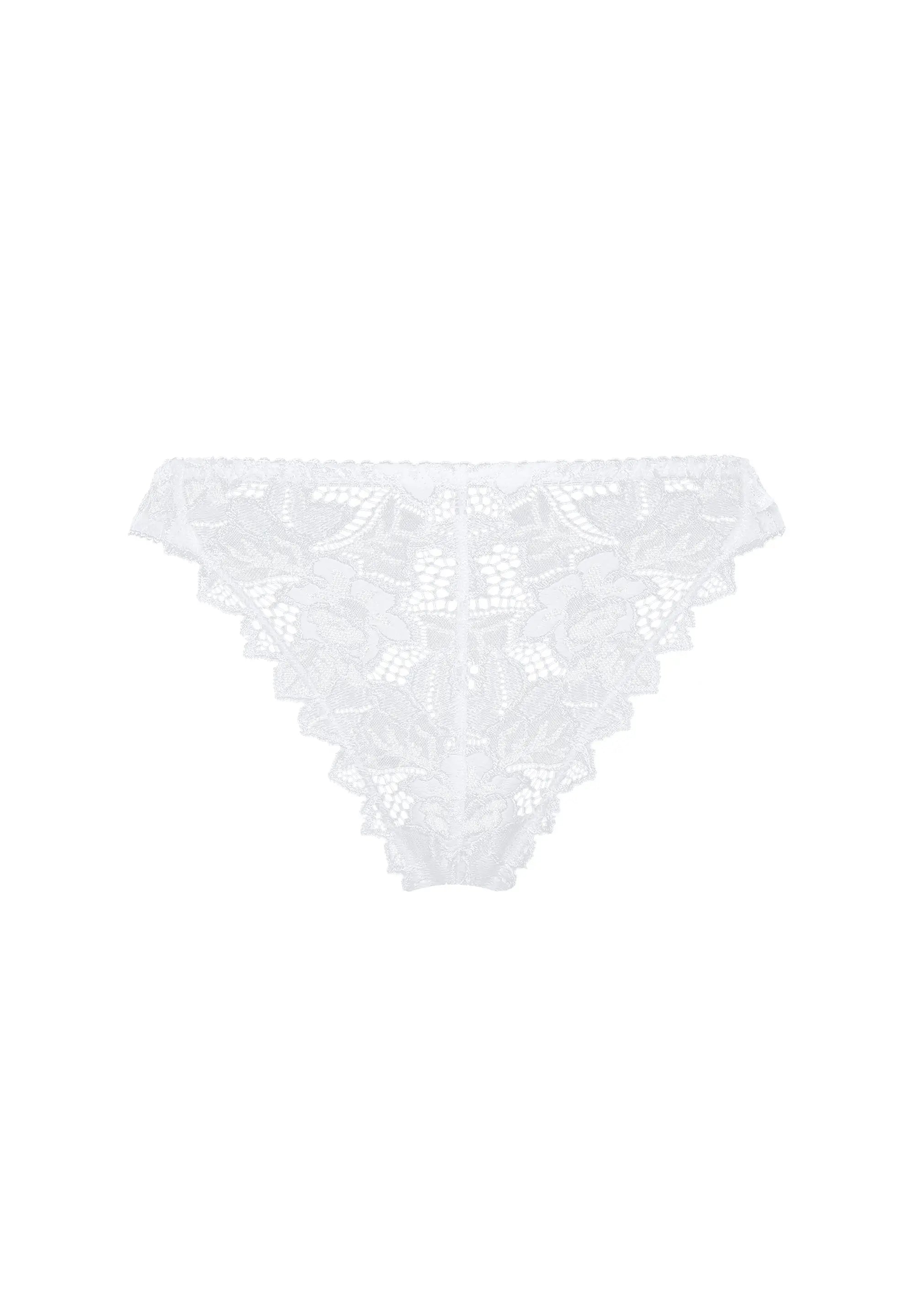 Packshot string blanc à dentelle - pour femme