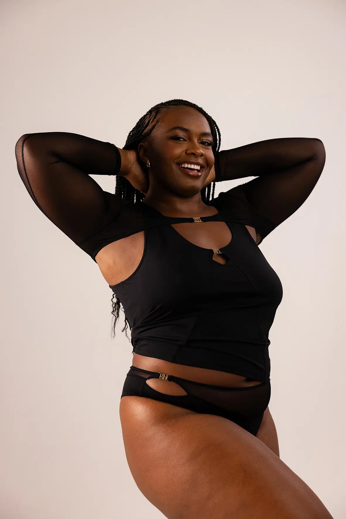 Tanga met hoge uitsnijding Romane Dicko Zwart