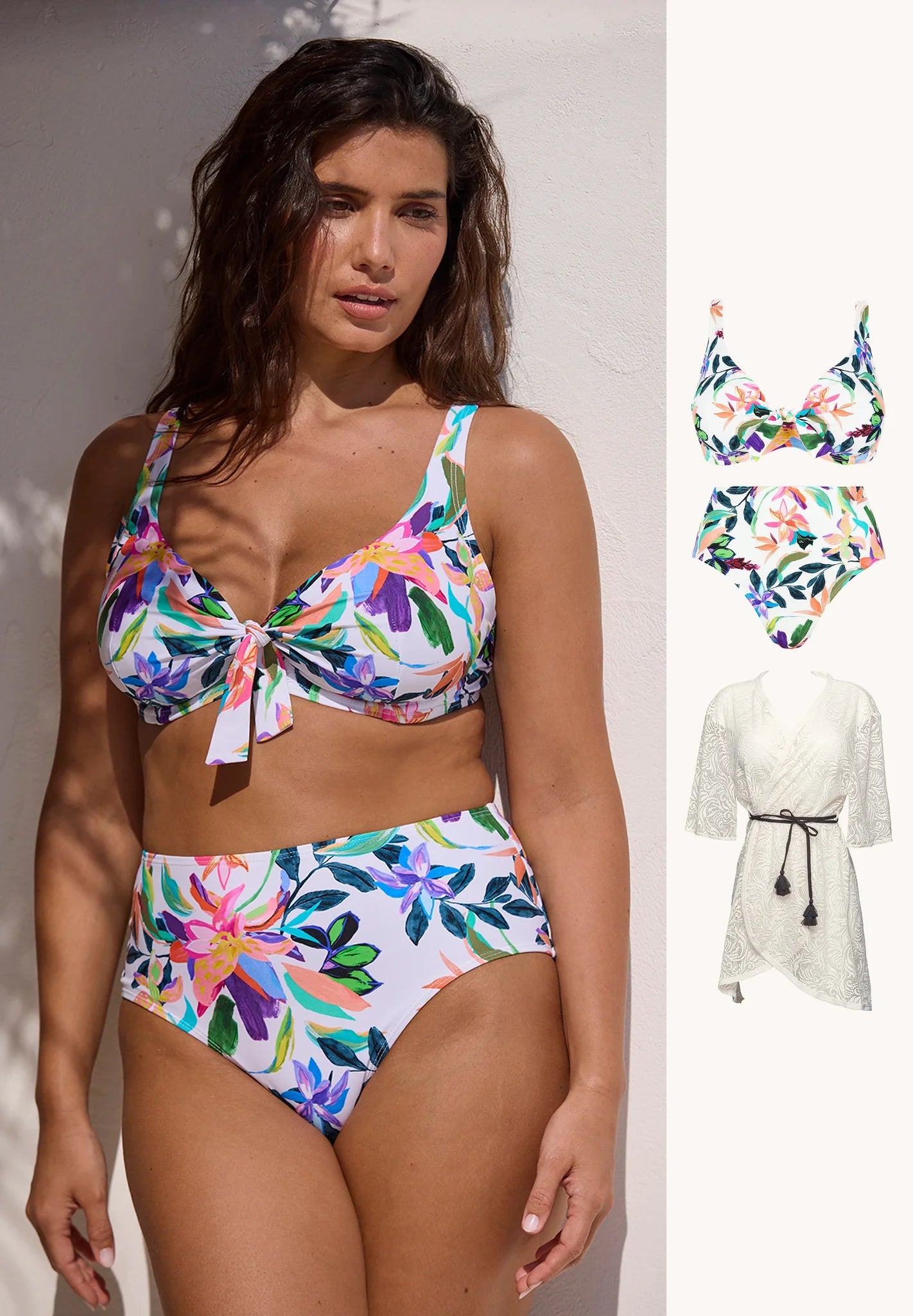 Barbados white 2-piece swimsuit set and beach tunic
