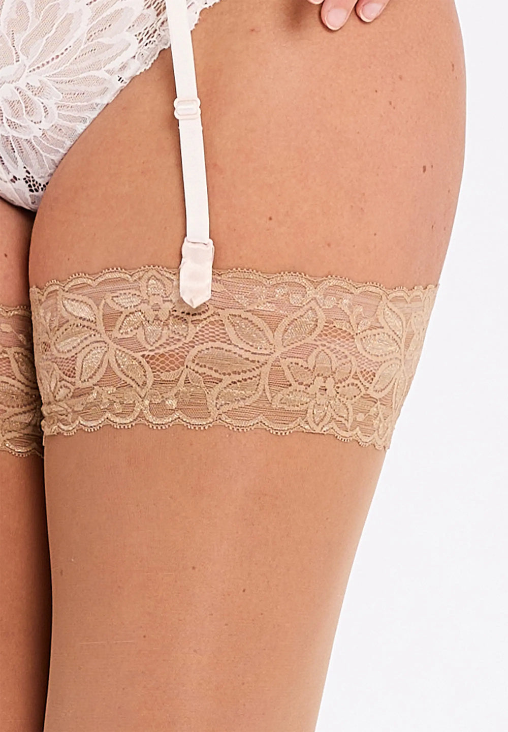 Bas Auto-fixants Provocative - Lingerie Blanc Ou Chair - Taille Unique - Neuf Avec étiquettes