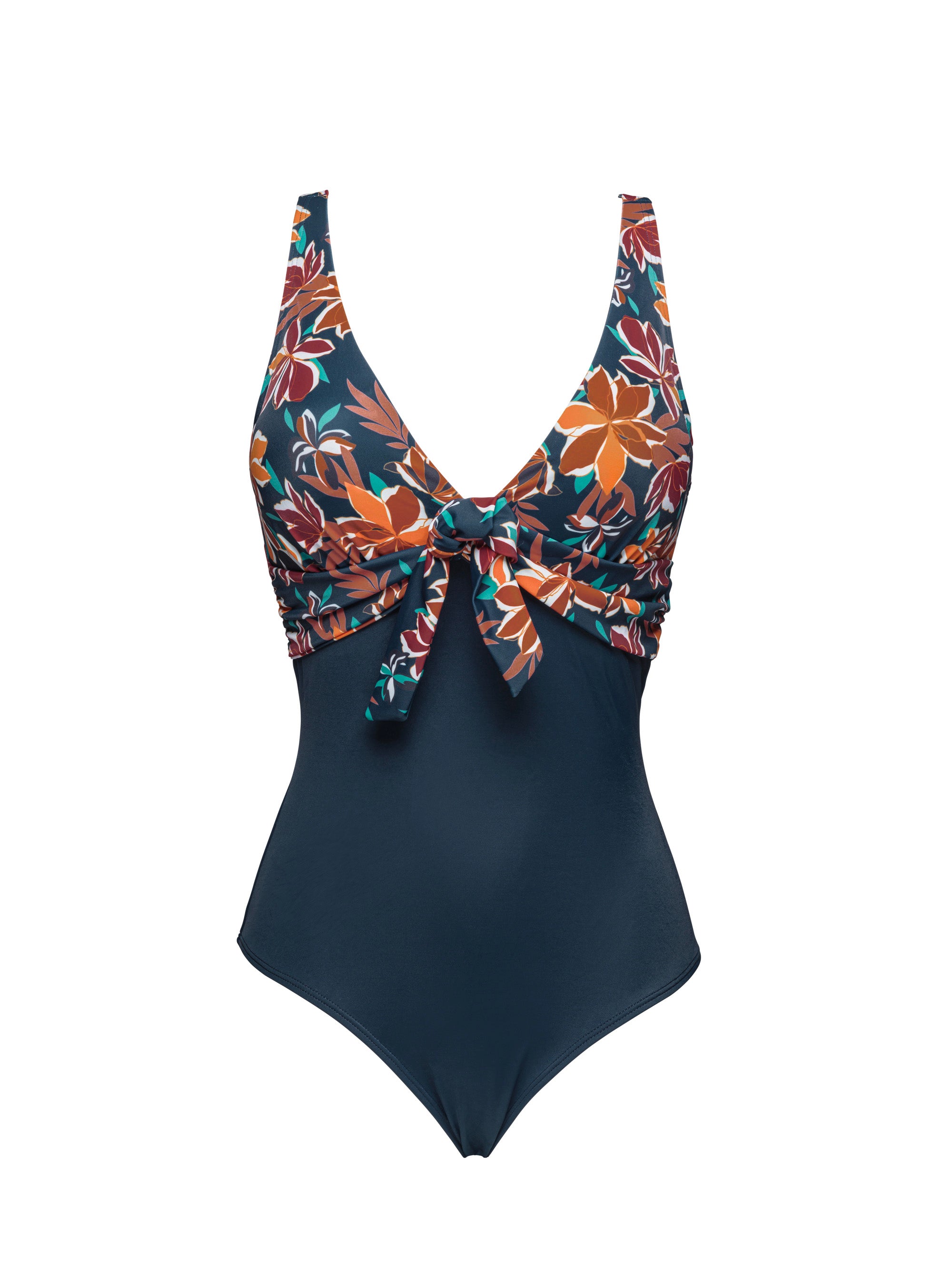 Wireless one piece swimsuit Staycation Blue Floral Print