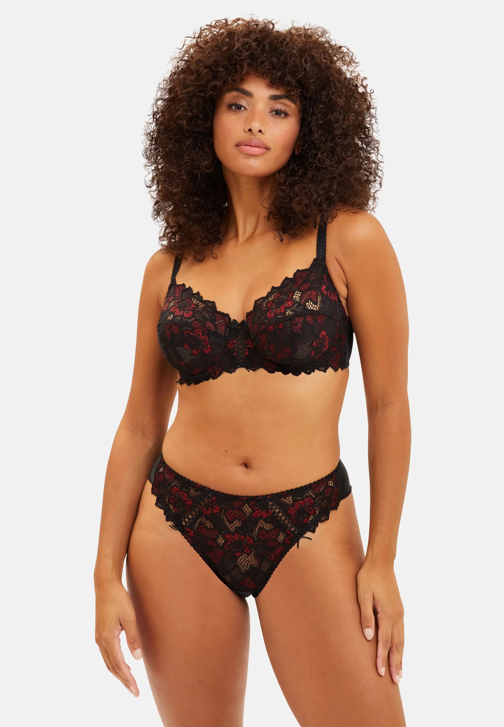 Tanga Arum Glitter Noir & Rouge Pailleté