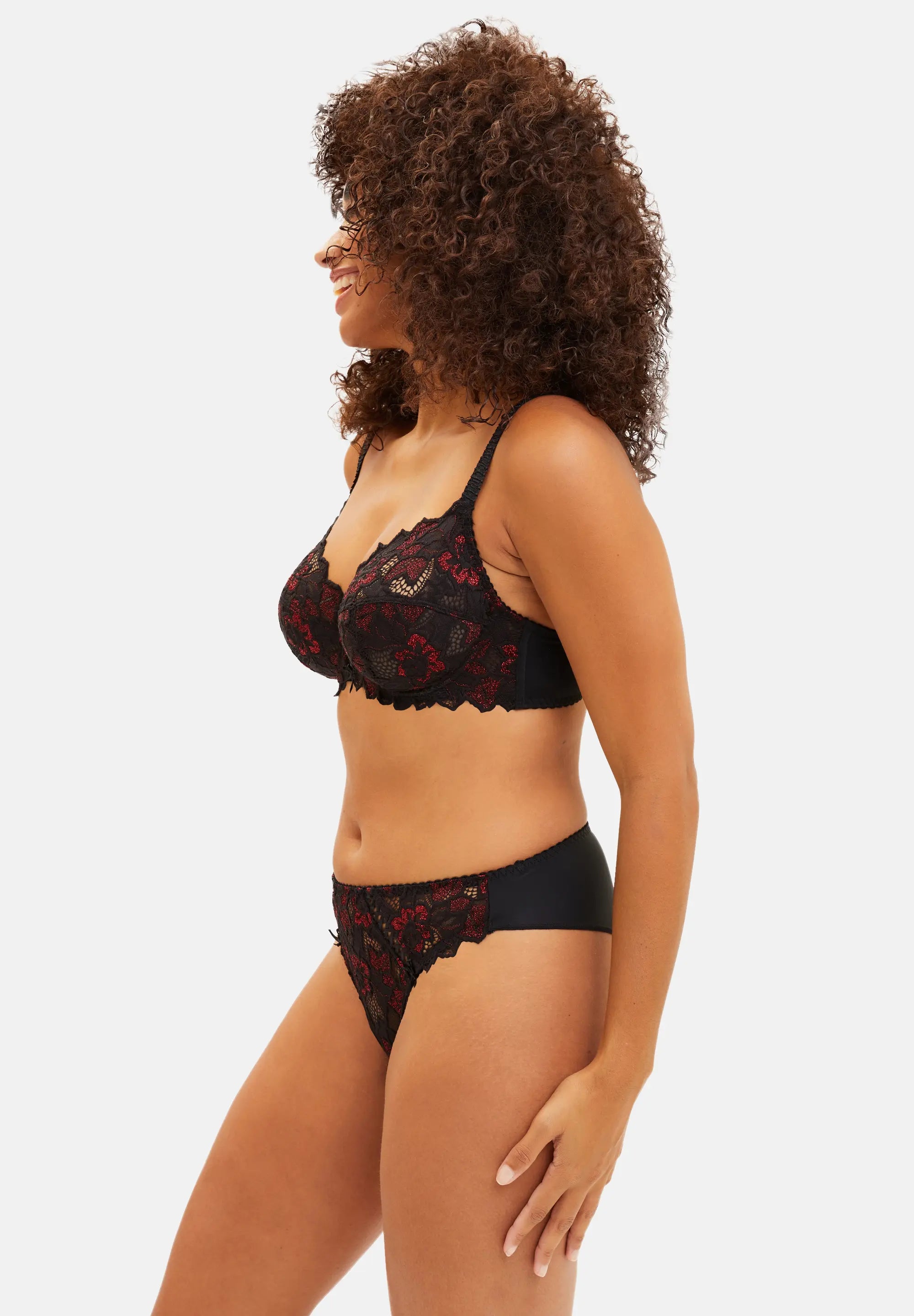 Tanga Arum Glitter Noir & Rouge Pailleté