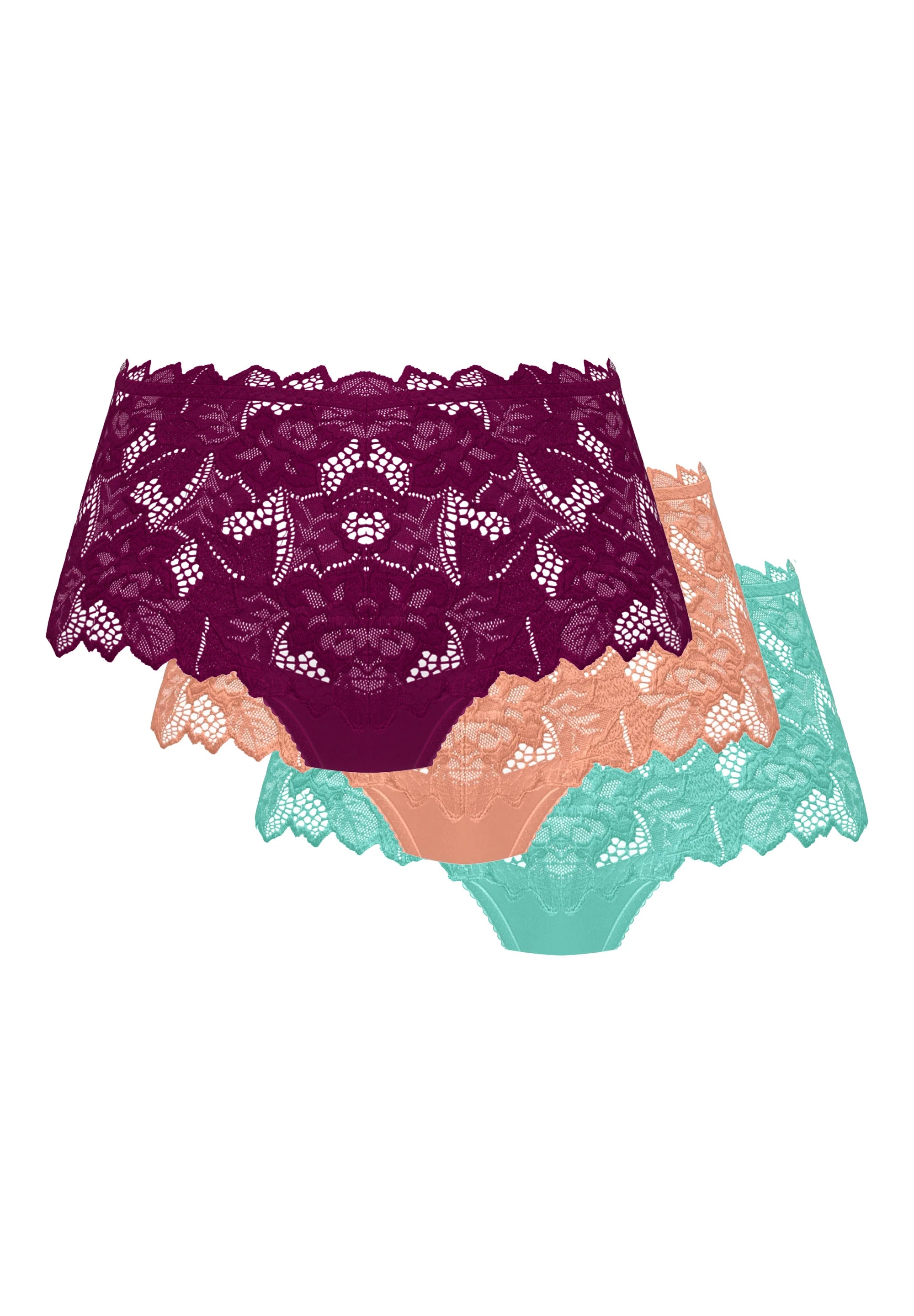 Lot de 3 culottes Arum Rose Pêcher, Vert Aquifère et Magenta Pourpre