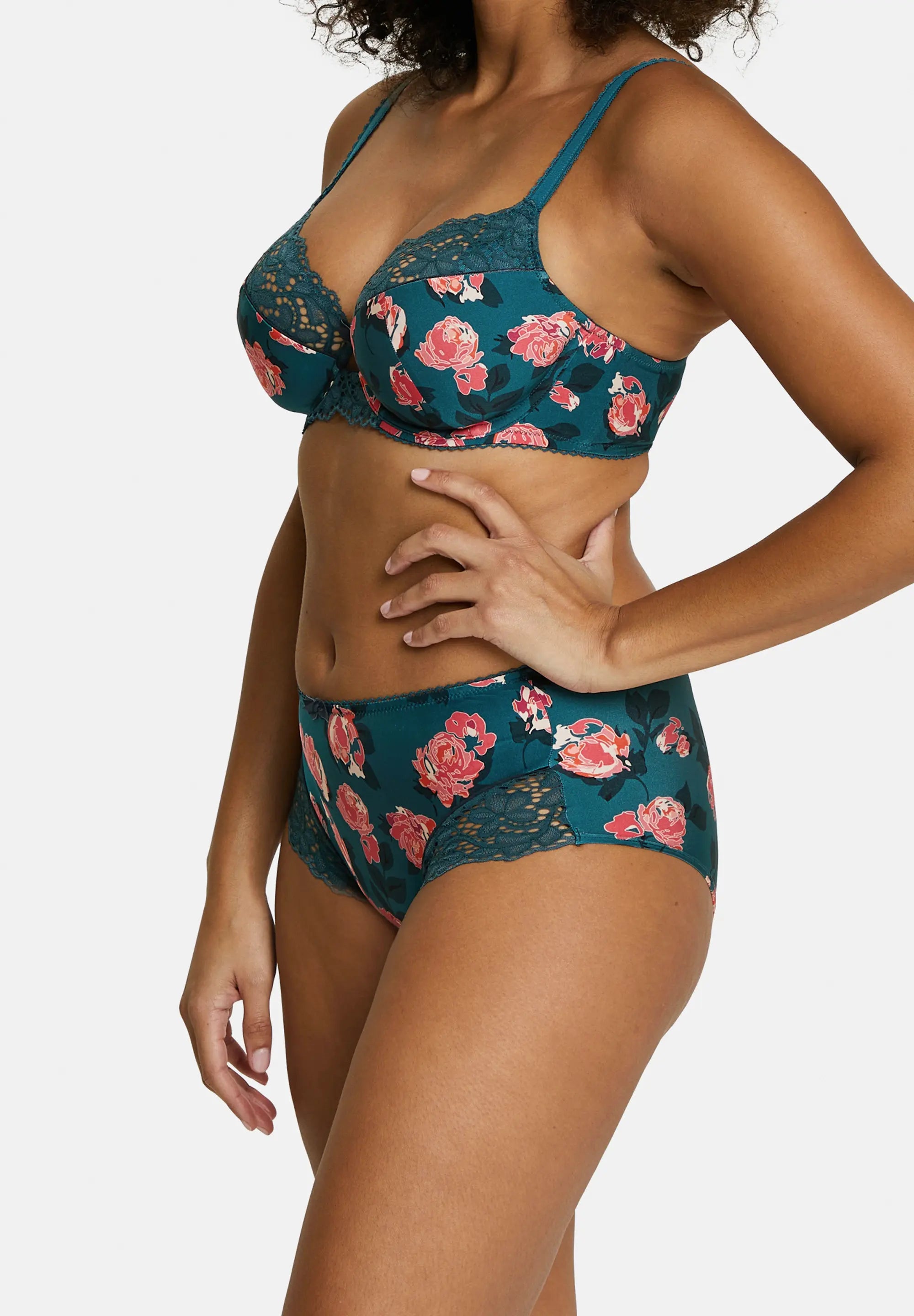 Shorty Tiffany Bloemenprint Groen Balsam