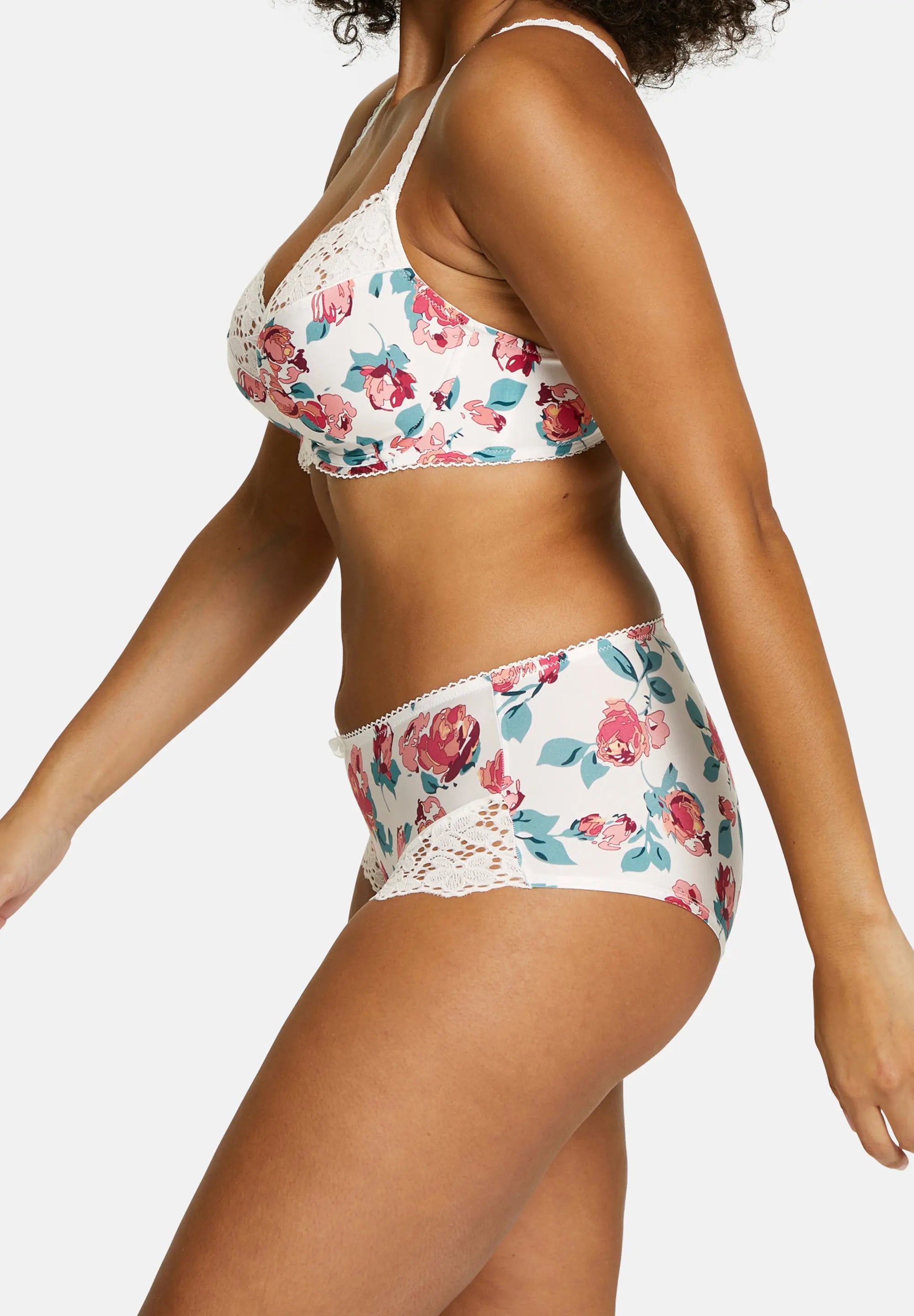 Shorty Tiffany Imprimé Floral Rose & Ivoire
