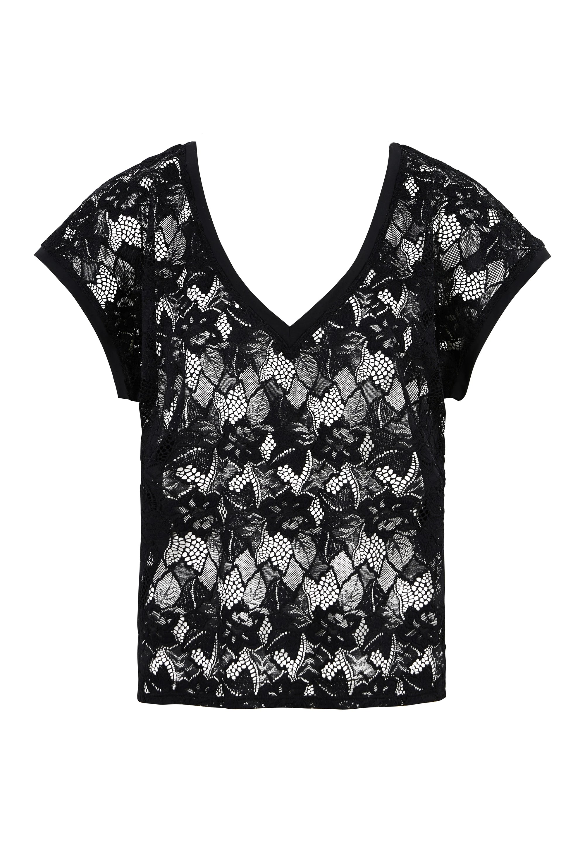 T-shirt en dentelle Arum Noir – packshot