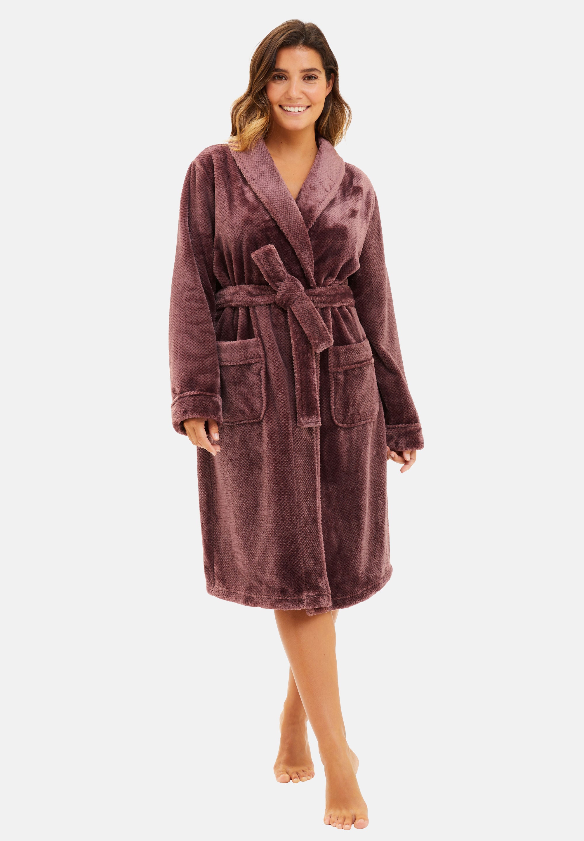 Fleece bathrobe Dream Pink Taupe