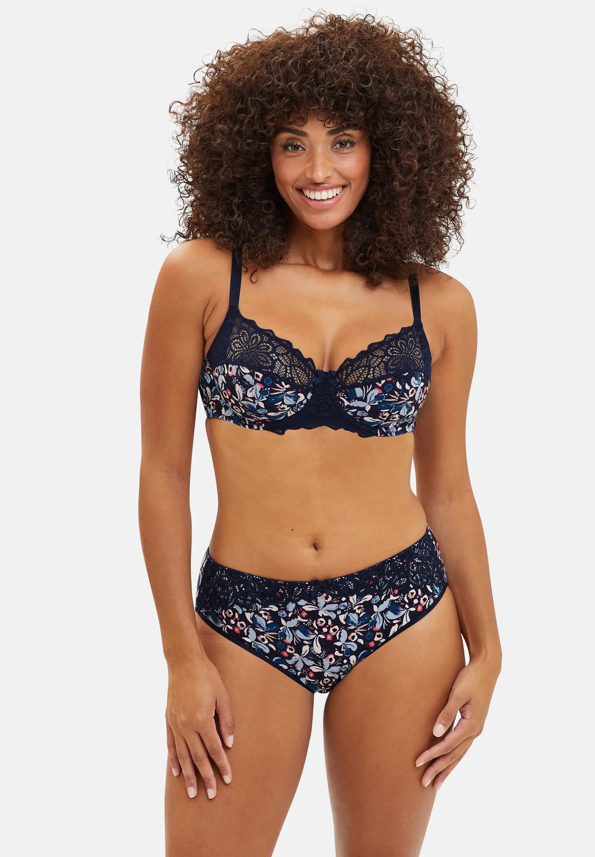 Slip mit Blumenprint in Flora Blau und Hellrosa