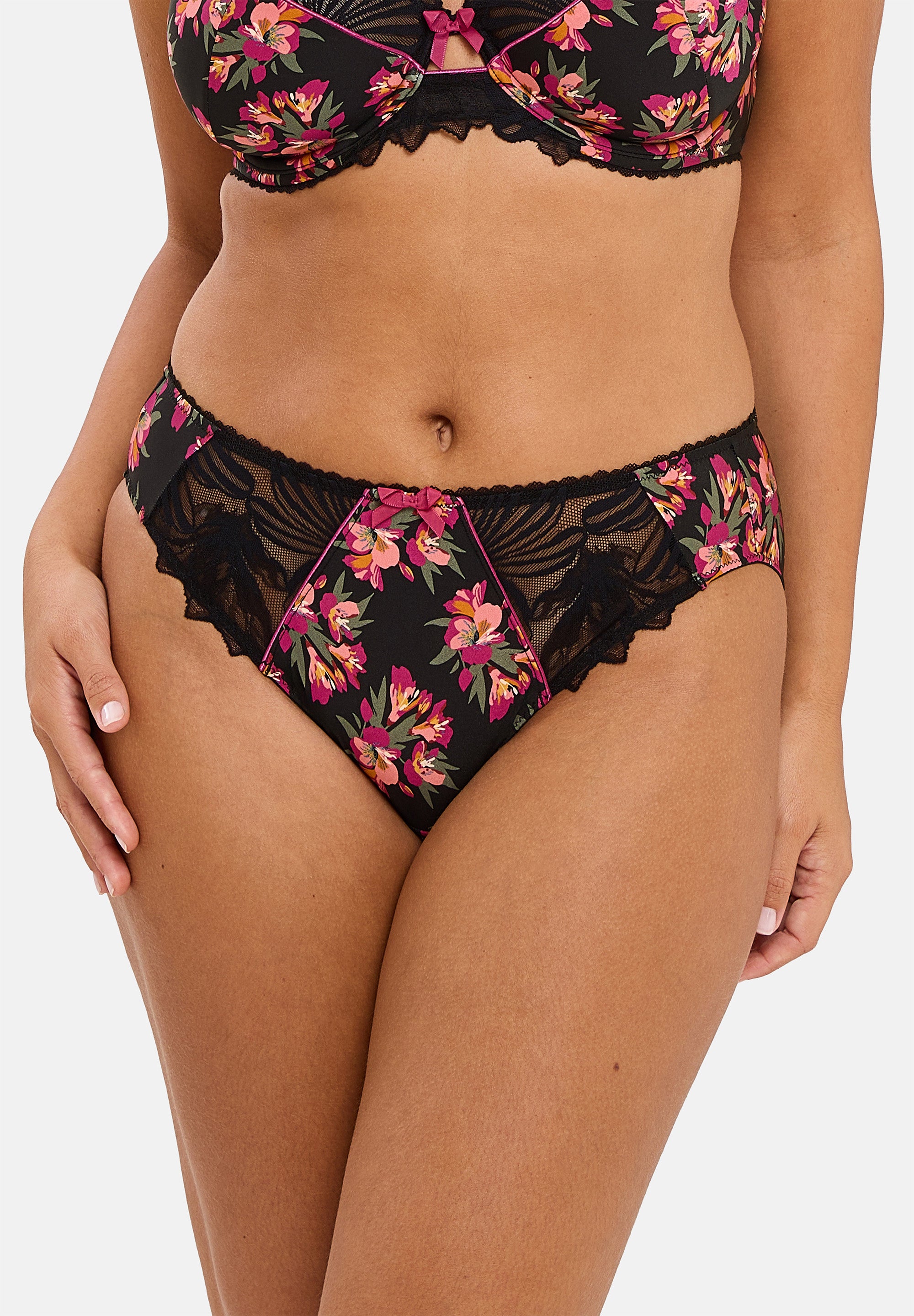 Slip Oriane Boeket Zwart & Roze