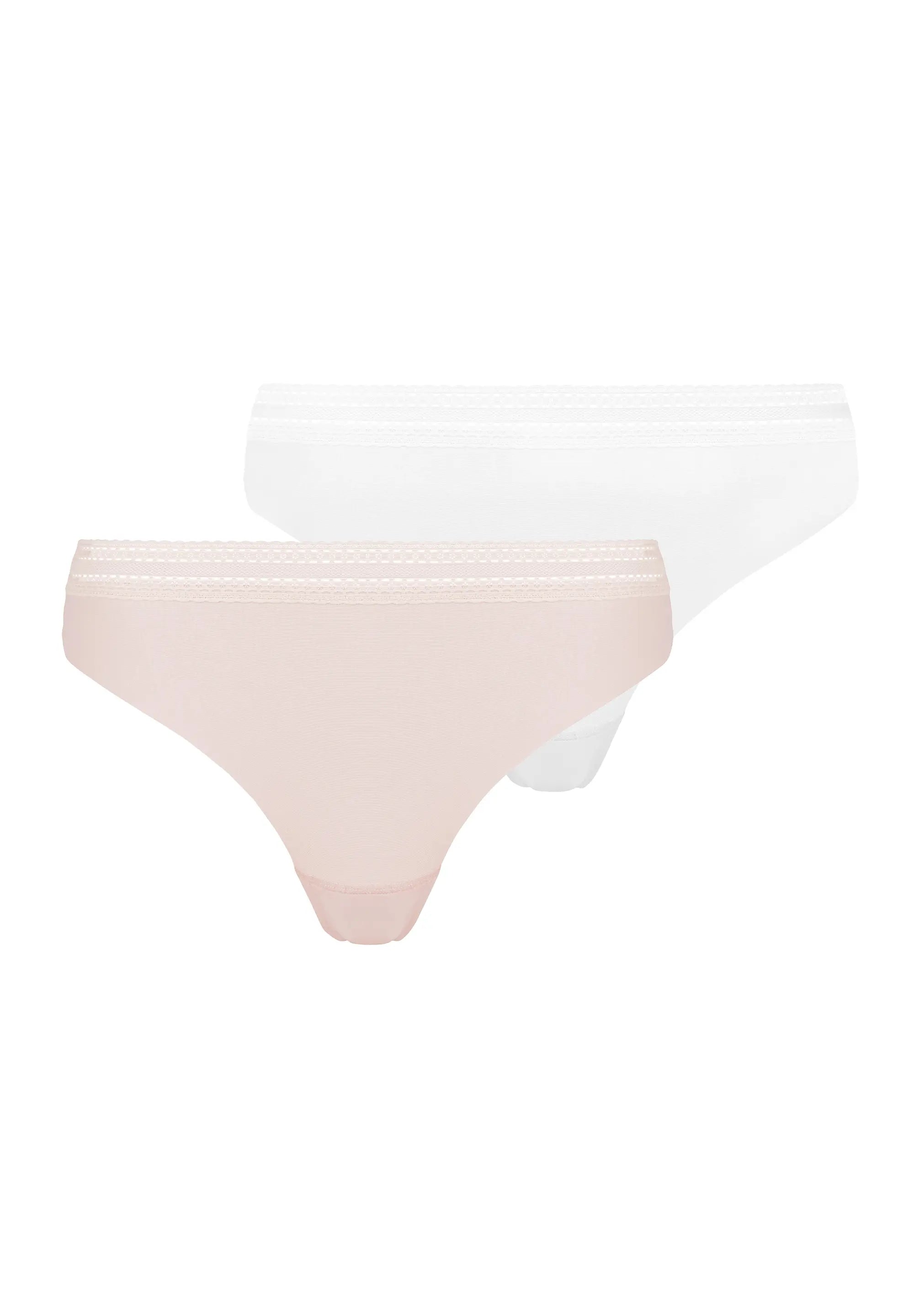 Lot de 2 slips midi Invisible Coton Rose Pivoine d'Argent & Blanc